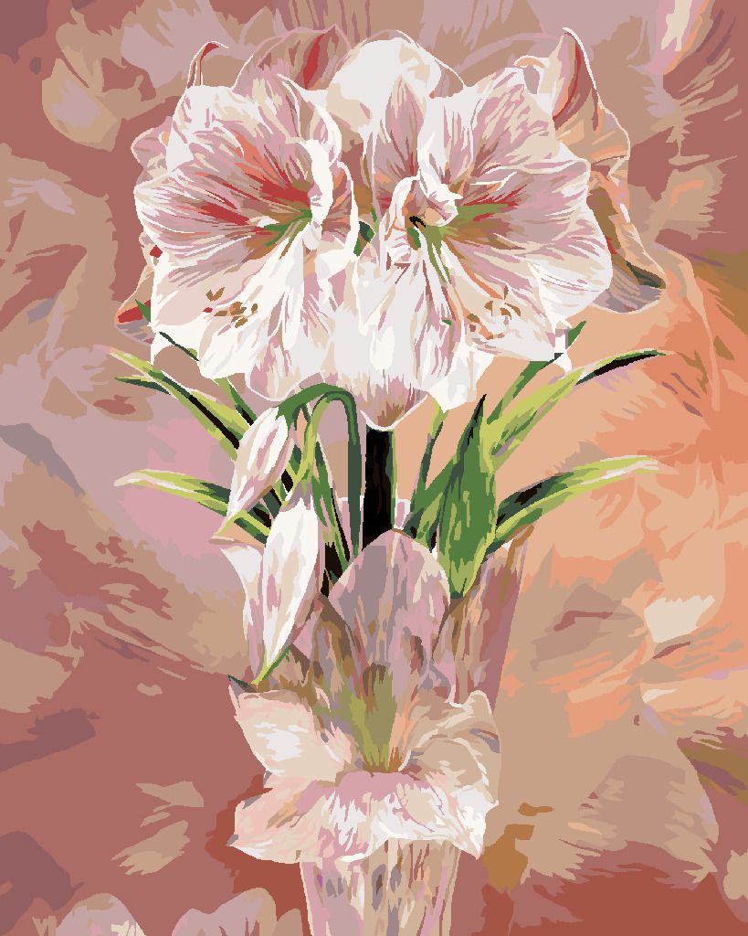 zuty Malování podle čísel - AMARYLIS VE VÁZE (CAROL CAVALARIS) - Rozměr: 40x50 cm, Rámování: Varianta: vypnuté plátno na rám - obrázek 4