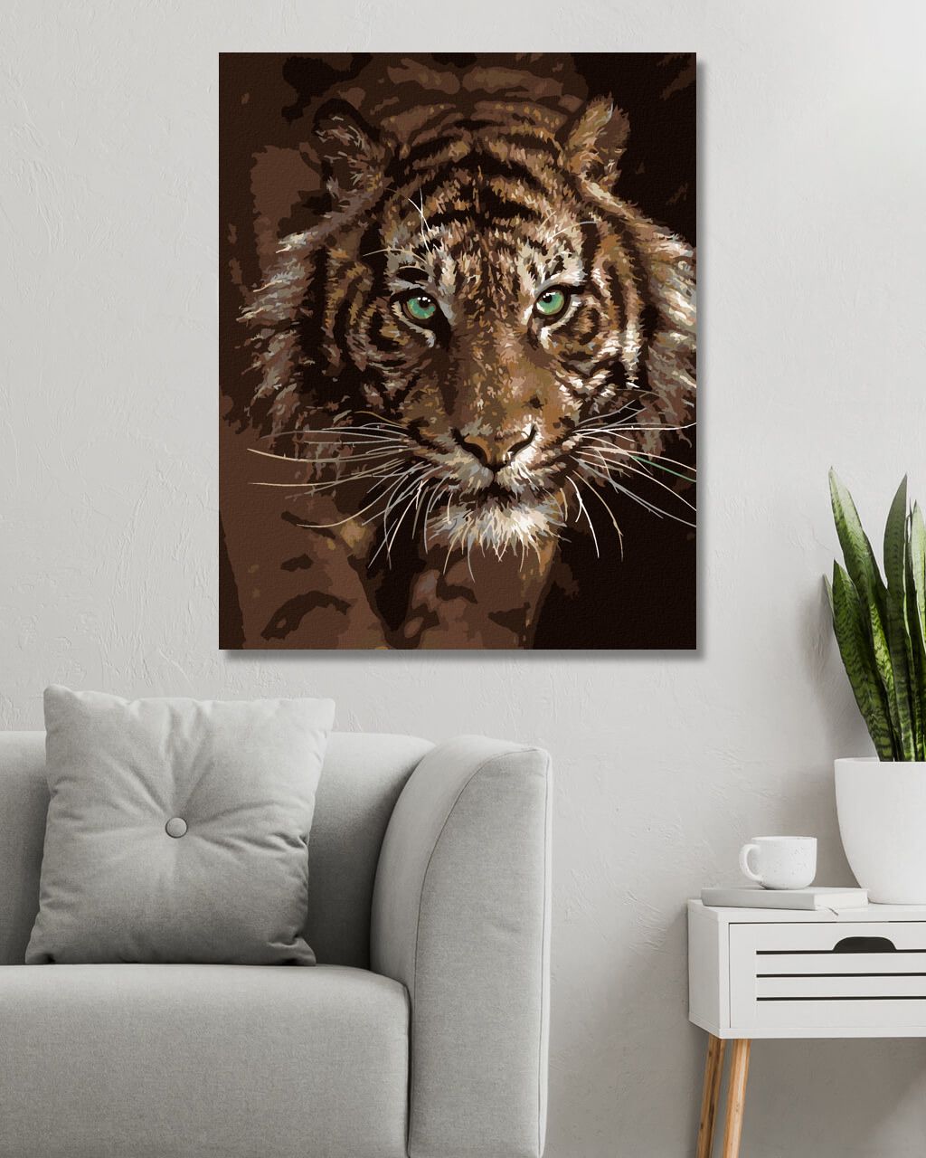 zuty Malování podle čísel – TYGŘÍ POHLED (COLLIN BOGLE) - Rozměr: 40x50 cm, Rámování: Varianta: vypnuté plátno na rám - obrázek 6