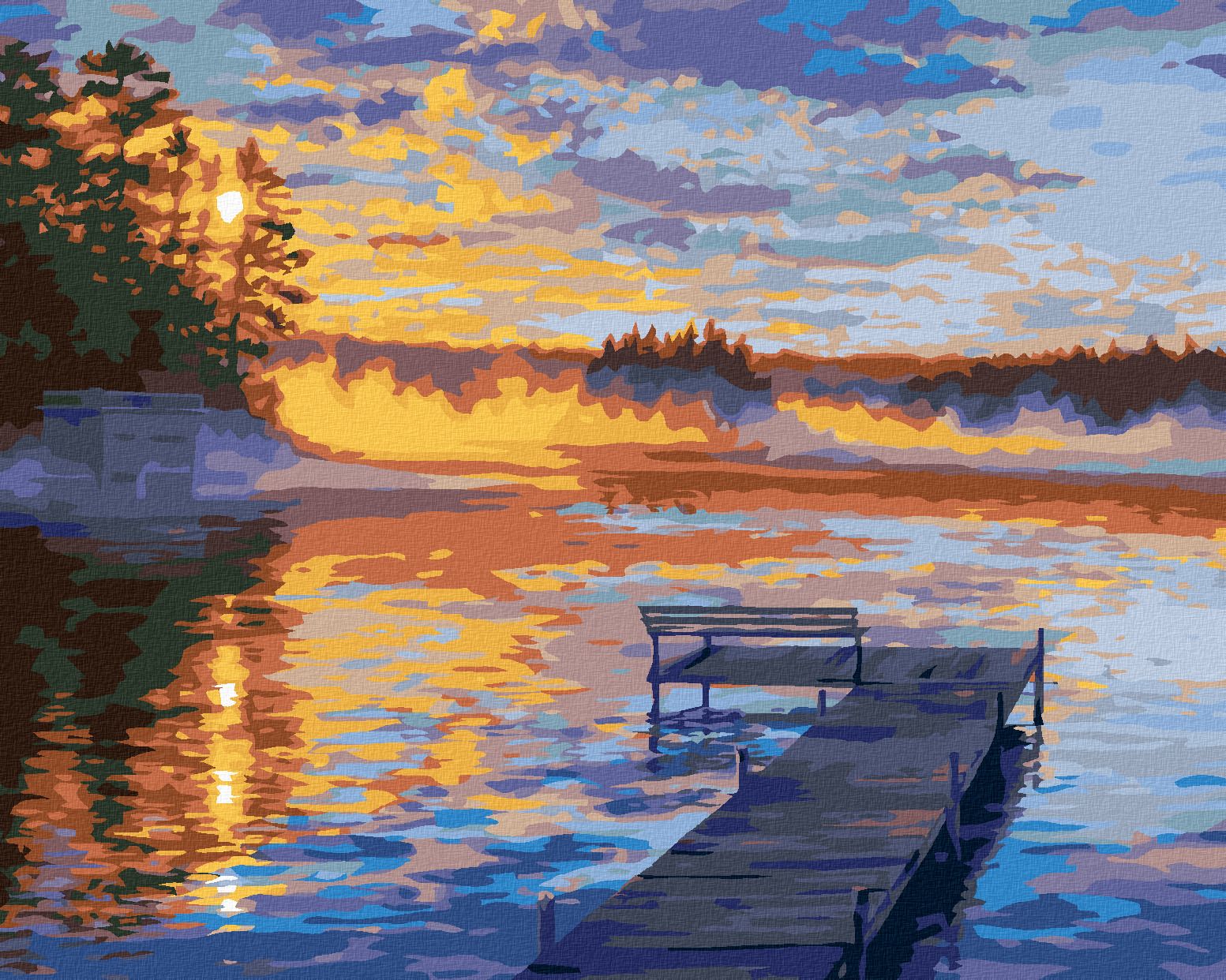 zuty Malování podle čísel - MOLO U JEZERA (DARRELL BUSH) - Rozměr: 40x50 cm, Rámování: Varianta: bez rámu a bez vypnutí plátna - obrázek 1