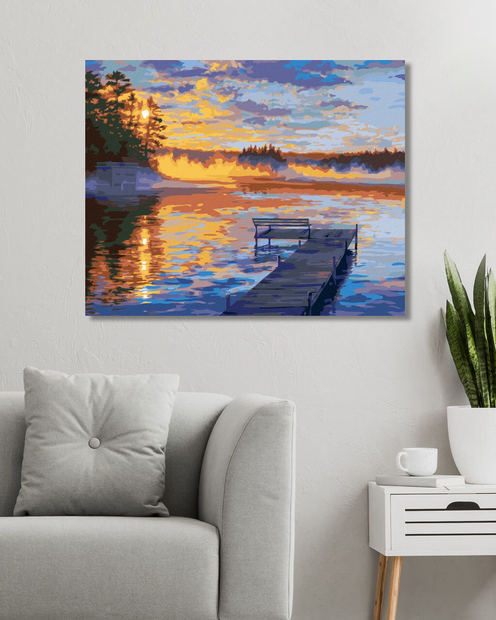 zuty Malování podle čísel - MOLO U JEZERA (DARRELL BUSH) - Rozměr: 40x50 cm, Rámování: Varianta: bez rámu a bez vypnutí plátna - obrázek 2