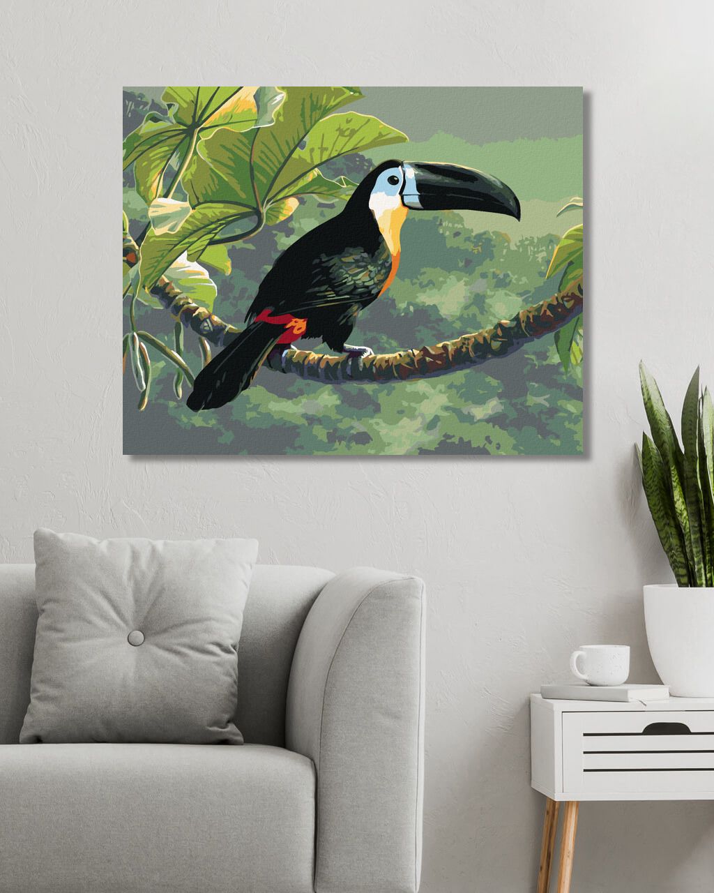 zuty Malování podle čísel – TUKAN NA VĚTVI V PRALESE (JAMES HAUTMAN) - Rozměr: 40x50 cm, Rámování: Varianta: vypnuté plátno na rám - obrázek 7