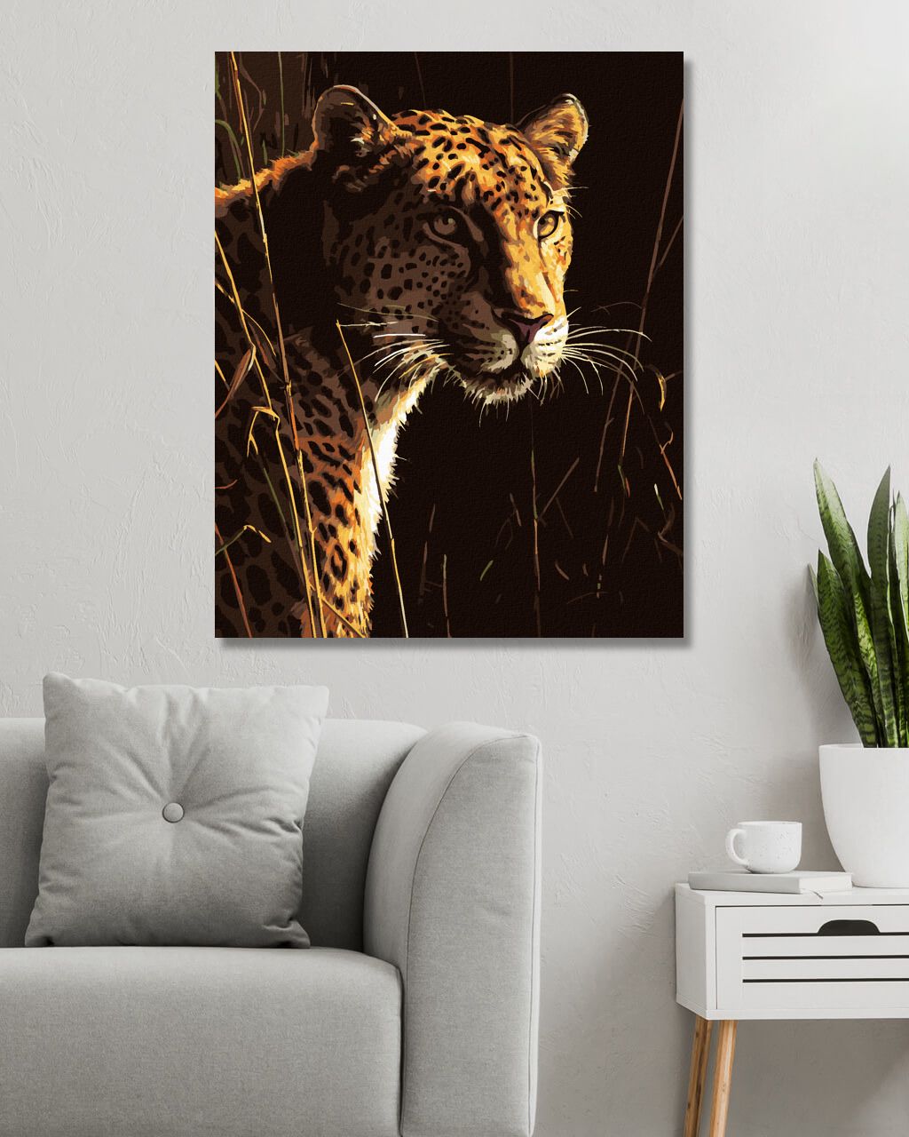 zuty Malování podle čísel – LEOPARD V TRÁVĚ (JAMES HAUTMAN) - Rozměr: 40x50 cm, Rámování: Varianta: vypnuté plátno na rám - obrázek 4