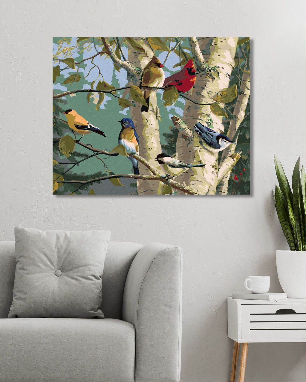 zuty Malování podle čísel – ZPĚVNÍ PTÁCI A BŘÍZA (JAMES HAUTMAN) - Rozměr: 40x50 cm, Rámování: Varianta: bez rámu a bez vypnutí plátna - obrázek 5