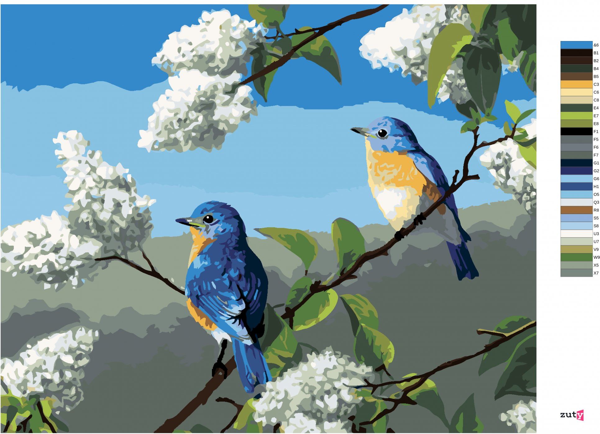 zuty Malování podle čísel - PTÁK SALAŠNÍK A ŠEŘÍK (ROBERT HAUTMAN) - Rozměr: 40x50 cm, Rámování: Varianta: vypnuté plátno na rám - obrázek 4