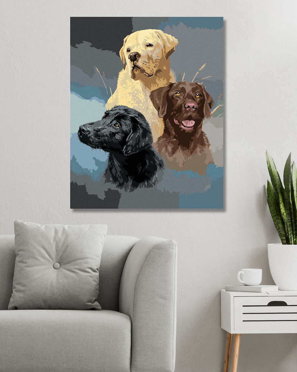 zuty Malování podle čísel - ZLATÝ, HNĚDÝ A ČERNÝ LABRADOR (JAMES HAUTMAN) - Rozměr: 40x50 cm, Rámování: Varianta: vypnuté plátno na rám - obrázek 2