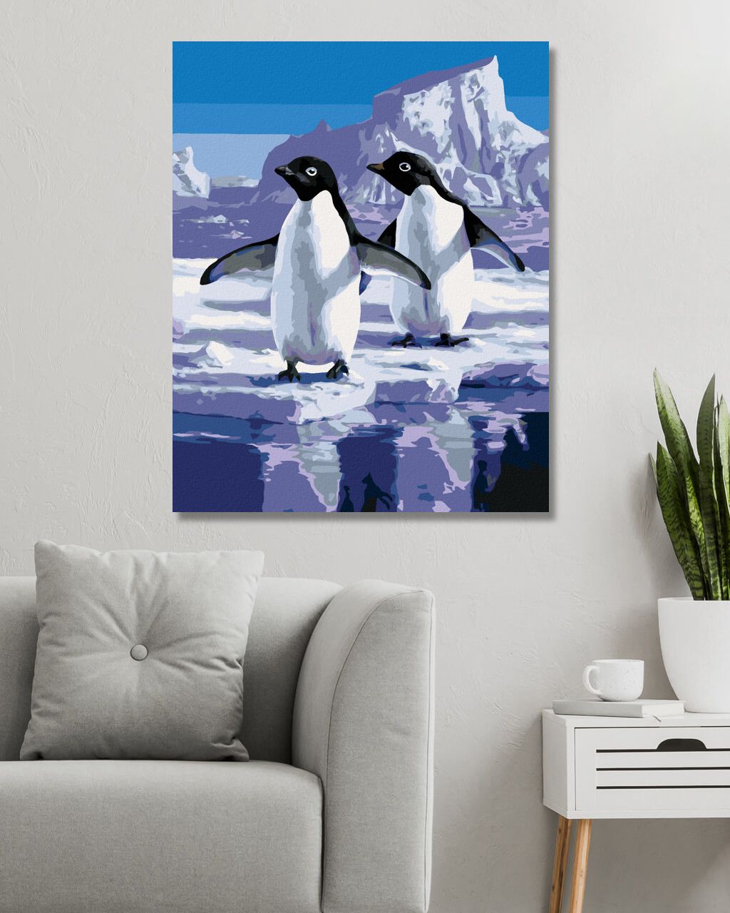 zuty Malování podle čísel - PÁR TUČNÁKŮ NA LEDOVCI (ROBERT HAUTMAN) - Rozměr: 40x50 cm, Rámování: Varianta: vypnuté plátno na rám - obrázek 2