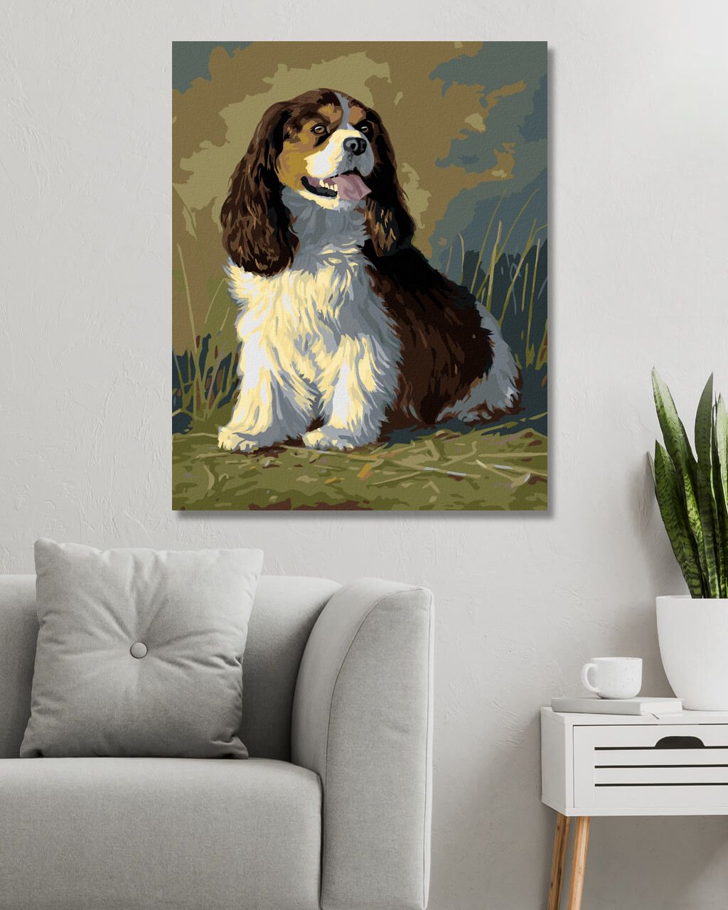 zuty Malování podle čísel – KAVALÍR KING CHARLES ŠPANĚL (JAMES HAUTMAN) - Rozměr: 40x50 cm, Rámování: Varianta: vypnuté plátno na rám - obrázek 6