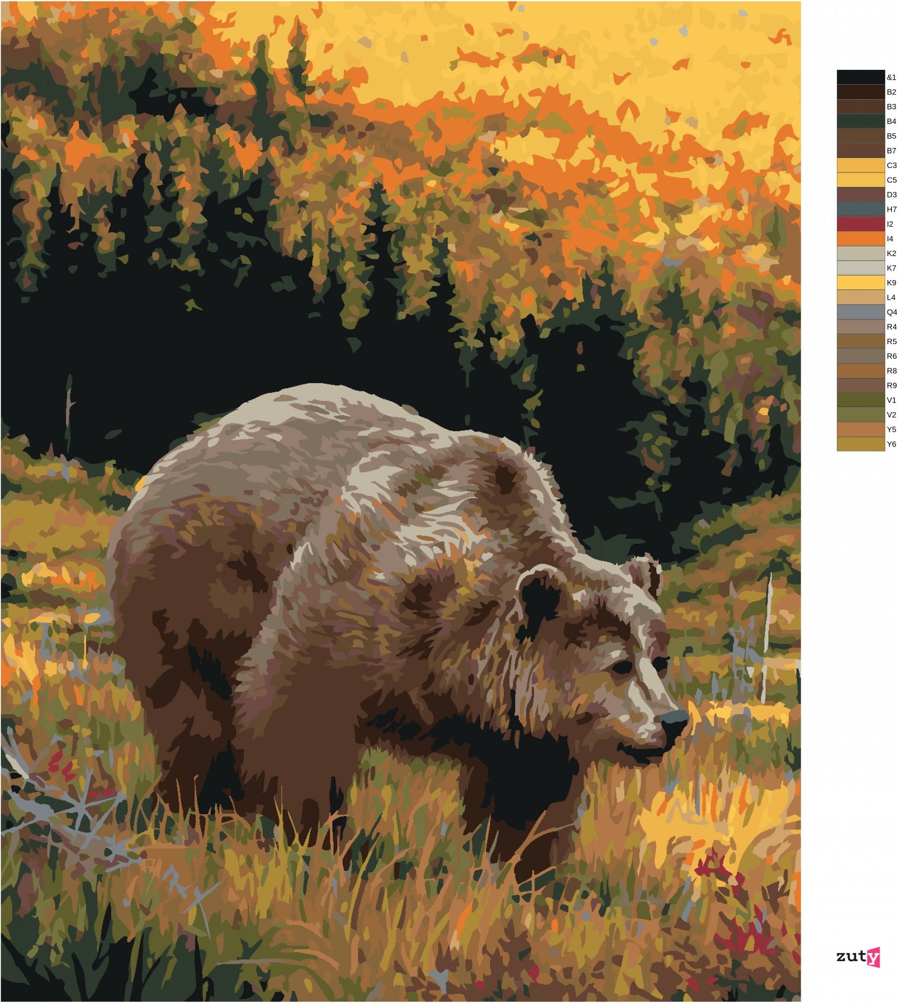zuty Malování podle čísel - MEDVĚD A LES (JOE HAUTMAN) - Rozměr: 40x50 cm, Rámování: Varianta: vypnuté plátno na rám - obrázek 10