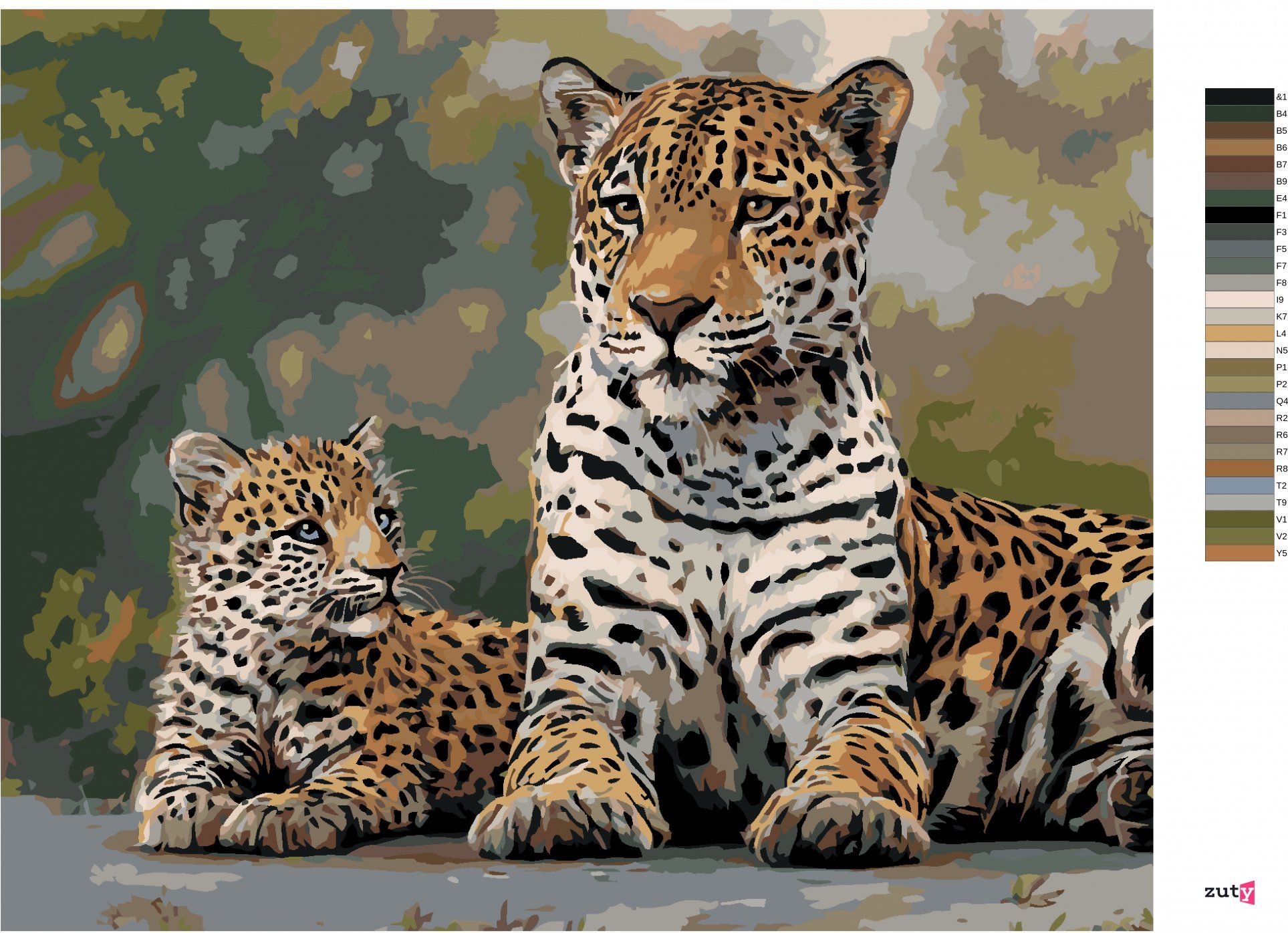 zuty Malování podle čísel – LEOPARD A MLÁDĚ (JOE HAUTMAN) - Rozměr: 40x50 cm, Rámování: Varianta: bez rámu a bez vypnutí plátna - obrázek 9