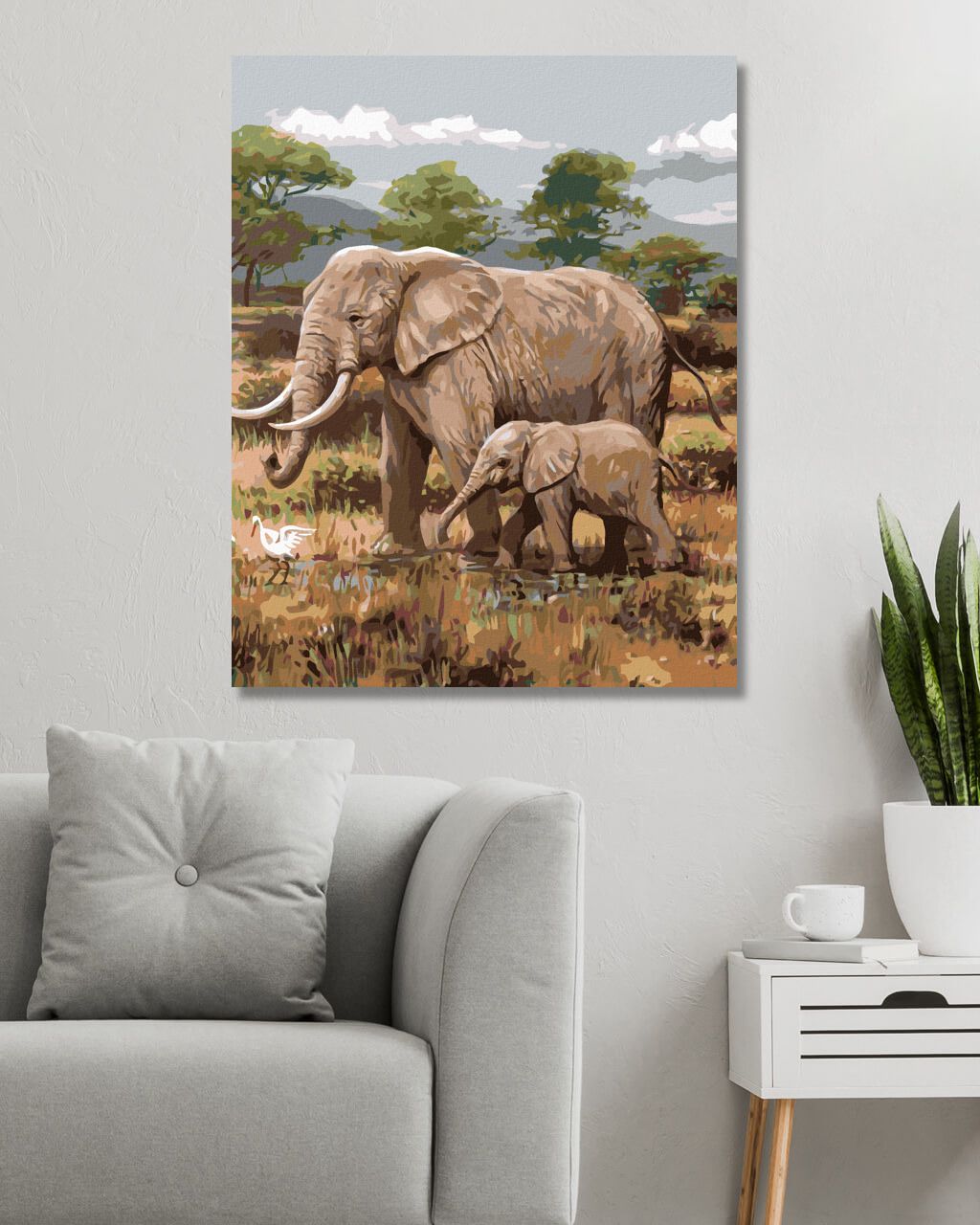 zuty Malování podle čísel - AFRICKÉ SAFARI SLONI (JOE HAUTMAN) - Rozměr: 40x50 cm, Rámování: Varianta: vypnuté plátno na rám - obrázek 2