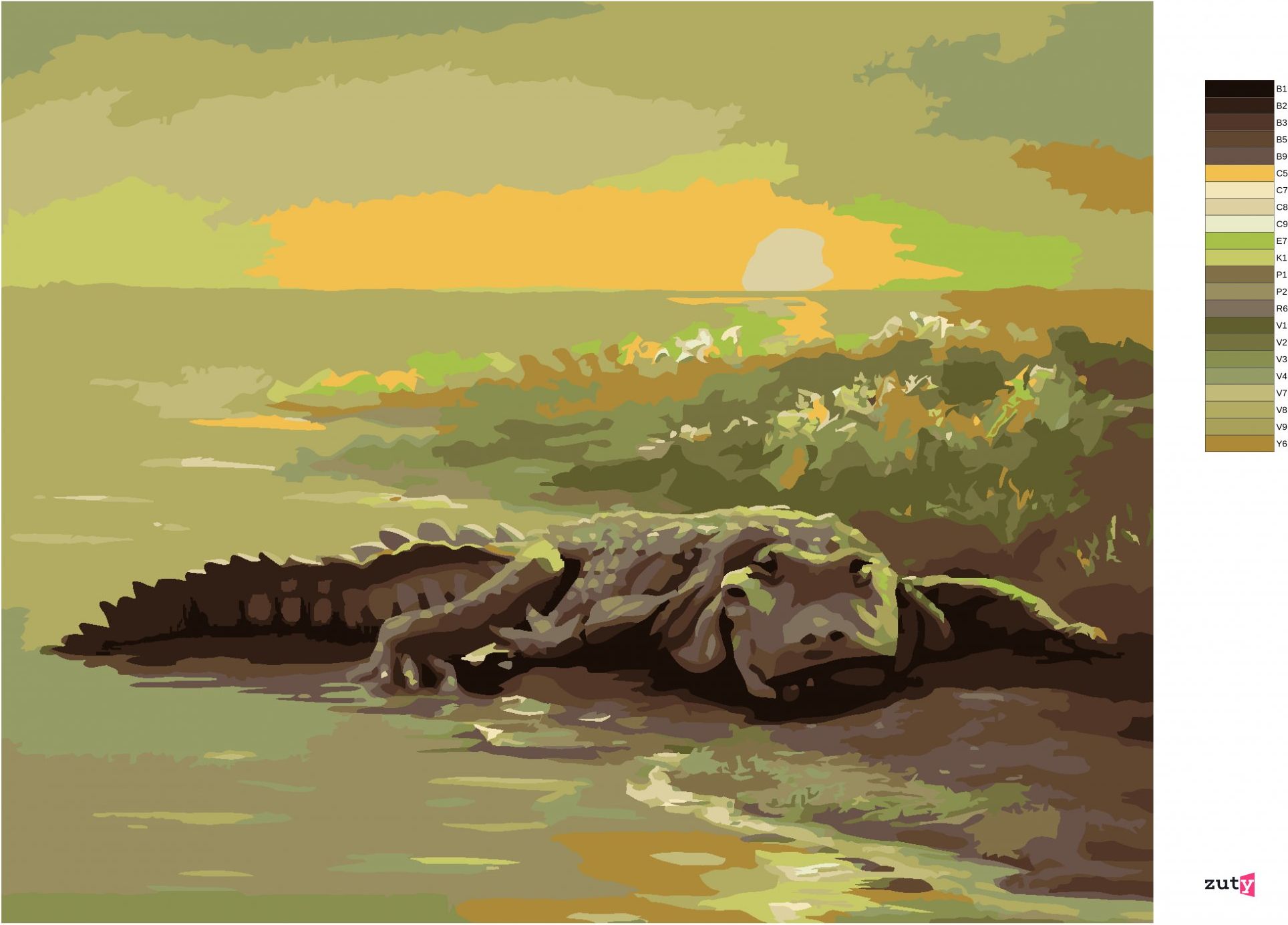 zuty Malování podle čísel - ALIGÁTOR U VODY (D. RUSTY RUST) - Rozměr: 40x50 cm, Rámování: Varianta: vypnuté plátno na rám - obrázek 10