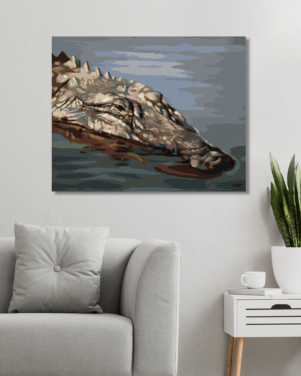 zuty Malování podle čísel - ALIGÁTOR HLAVA VE VODĚ II (D. RUSTY RUST) - Rozměr: 40x50 cm, Rámování: Varianta: vypnuté plátno na rám - obrázek 9