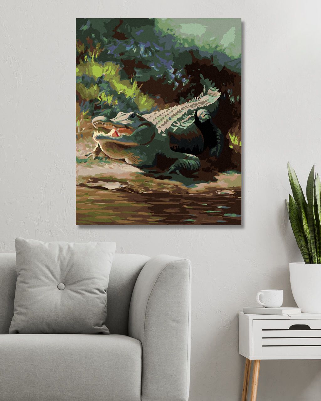 zuty Malování podle čísel - ALIGÁTOR LEŽÍCÍ U VODY VIII (D. RUSTY RUST) - Rozměr: 40x50 cm, Rámování: Varianta: bez rámu a bez vypnutí plátna - obrázek 8