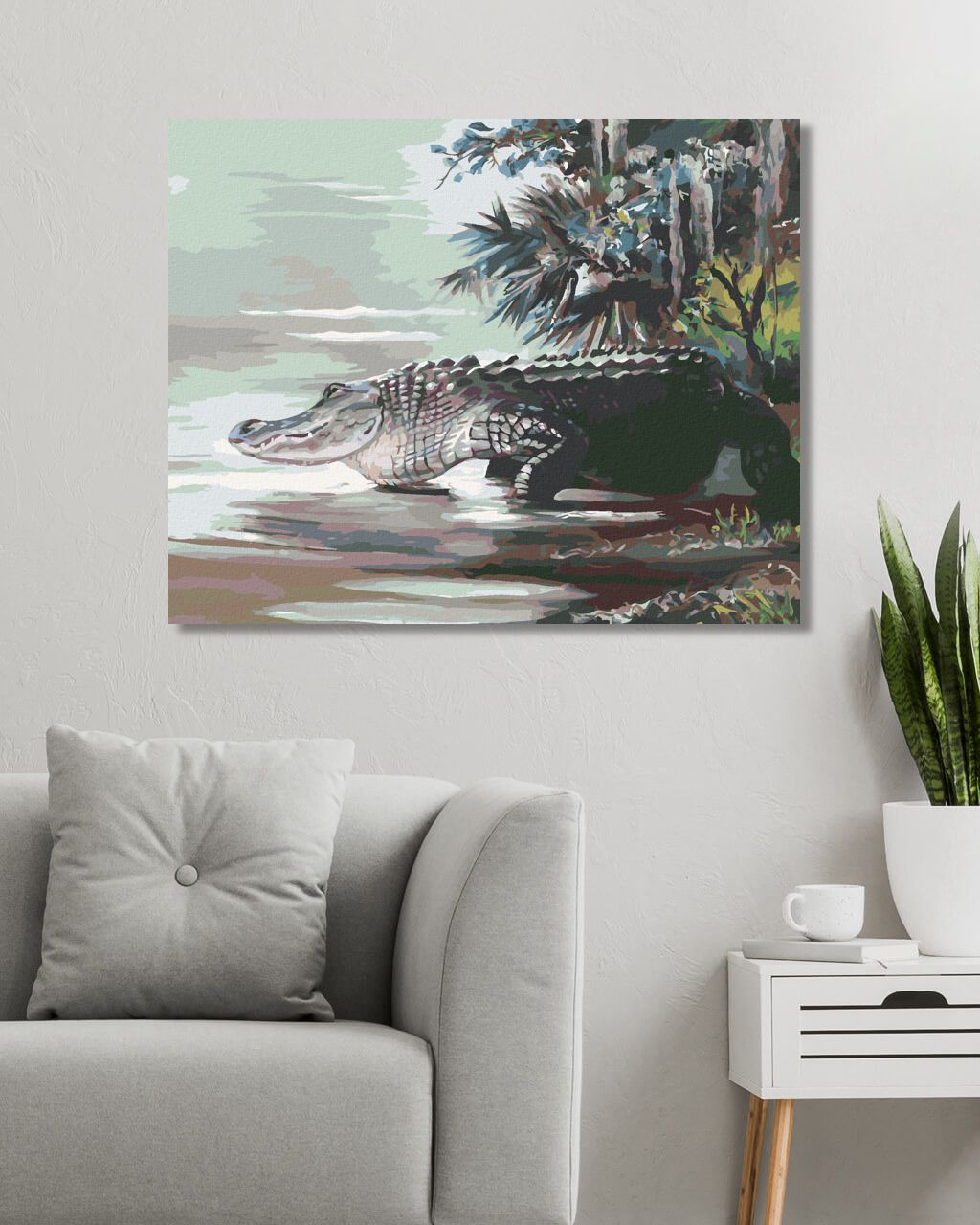 zuty Malování podle čísel - ALIGÁTOR JDOUCÍ DO VODY V DŽUNGLI (D. RUSTY RUST) - Rozměr: 40x50 cm, Rámování: Varianta: bez rámu a bez vypnutí plátna - obrázek 3