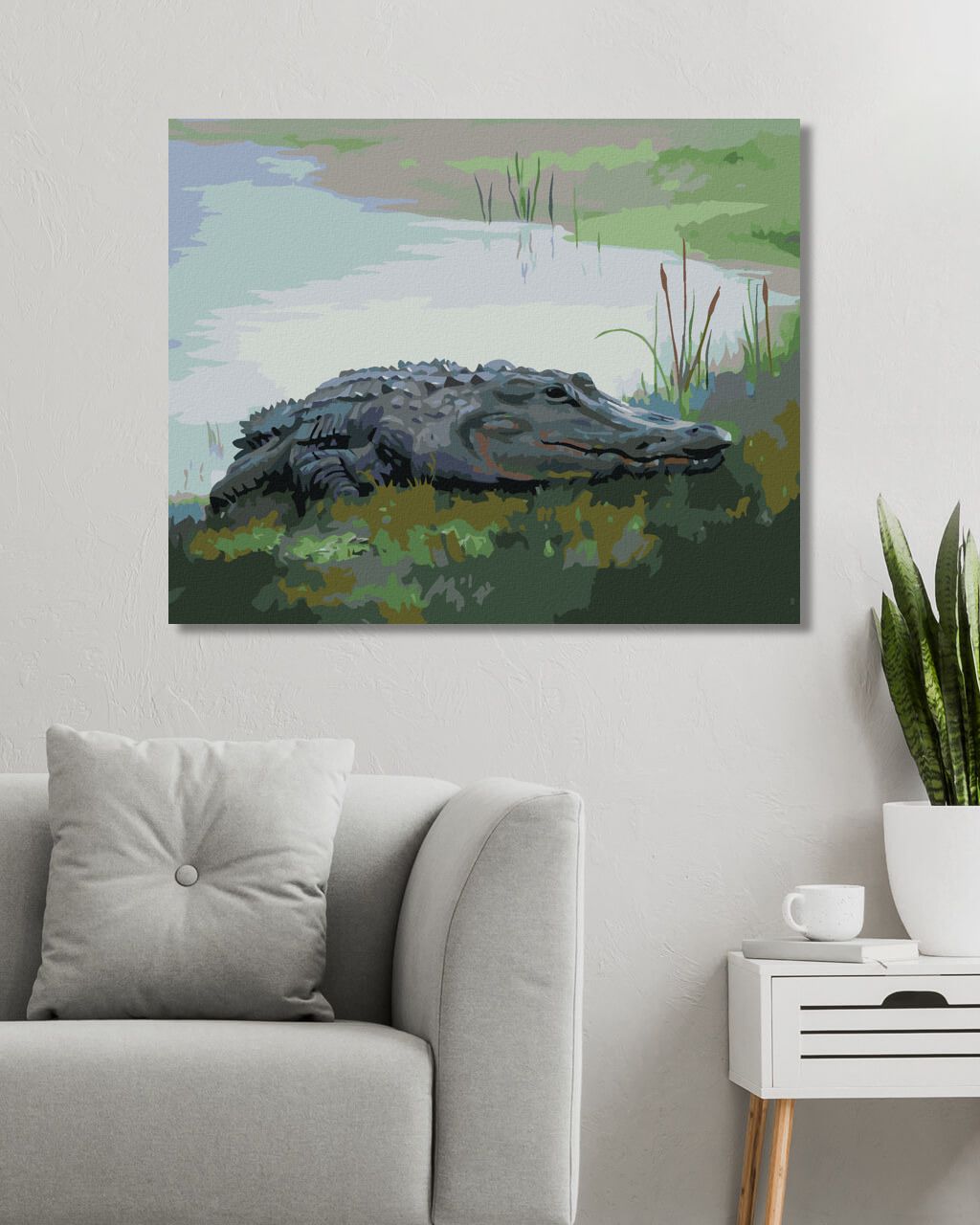 zuty Malování podle čísel - ALIGÁTOR LEŽÍCÍ U VODY VI (D. RUSTY RUST) - Rozměr: 40x50 cm, Rámování: Varianta: bez rámu a bez vypnutí plátna - obrázek 8