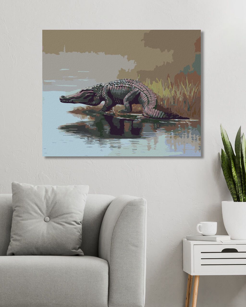 zuty Malování podle čísel - ALIGÁTOR JDOUCÍ DO VODY (D. RUSTY RUST) - Rozměr: 40x50 cm, Rámování: Varianta: vypnuté plátno na rám - obrázek 4
