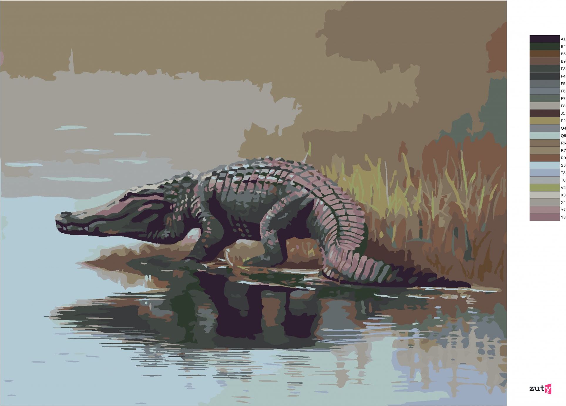 zuty Malování podle čísel - ALIGÁTOR JDOUCÍ DO VODY (D. RUSTY RUST) - Rozměr: 40x50 cm, Rámování: Varianta: vypnuté plátno na rám - obrázek 6