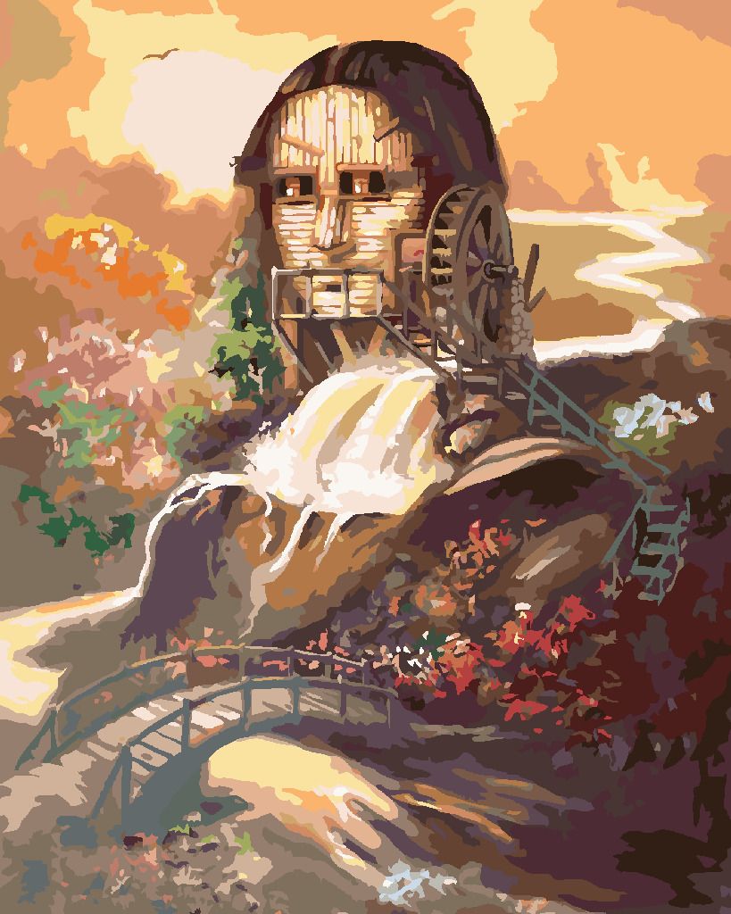 zuty Malování podle čísel - MONA LISA A VODNÍ MLÝN (D. RUSTY RUST) - Rozměr: 40x50 cm, Rámování: Varianta: vypnuté plátno na rám - obrázek 5