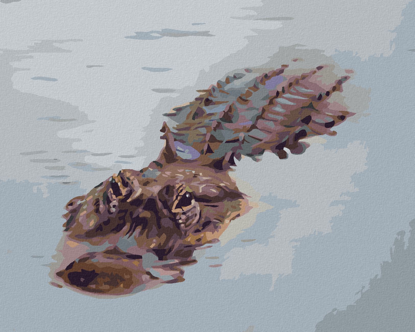 zuty Malování podle čísel - ALIGÁTOR PLOVOUCÍ VE VODĚ (D. RUSTY RUST) - Rozměr: 40x50 cm, Rámování: Varianta: vypnuté plátno na rám - obrázek 1