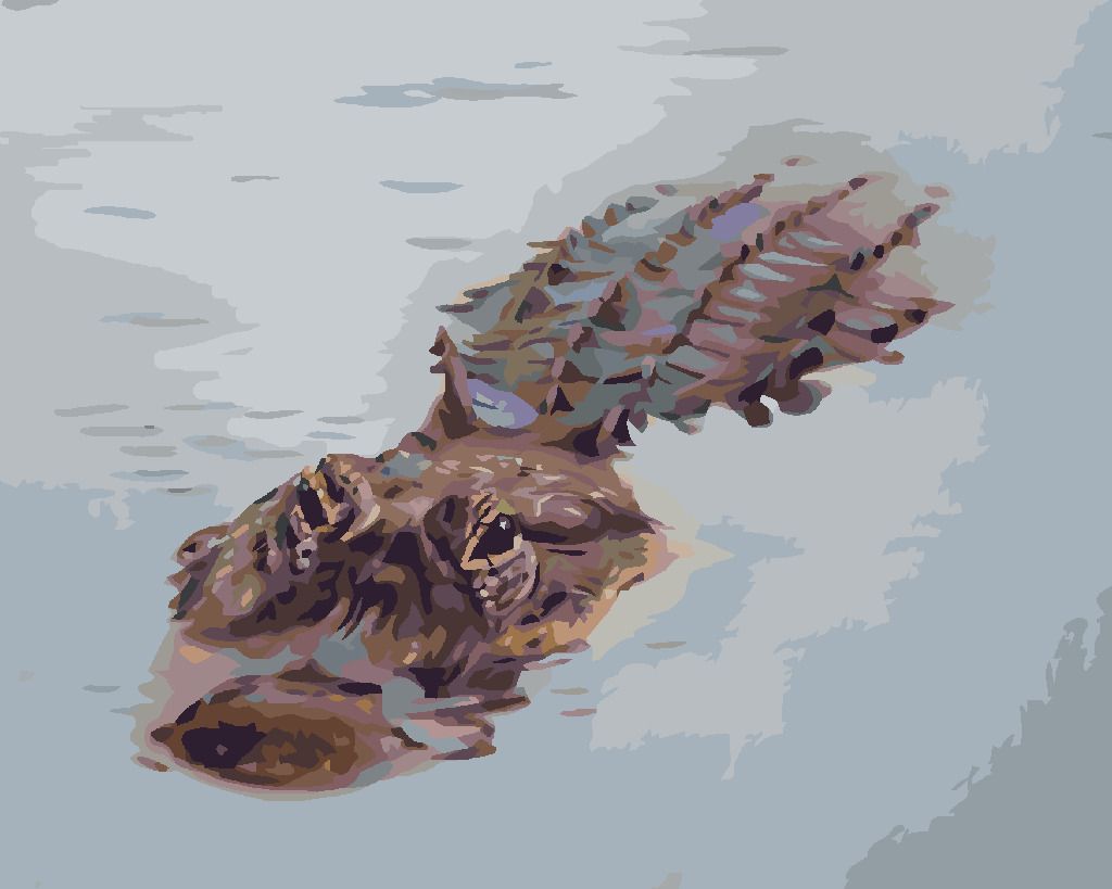 zuty Malování podle čísel - ALIGÁTOR PLOVOUCÍ VE VODĚ (D. RUSTY RUST) - Rozměr: 40x50 cm, Rámování: Varianta: vypnuté plátno na rám - obrázek 5