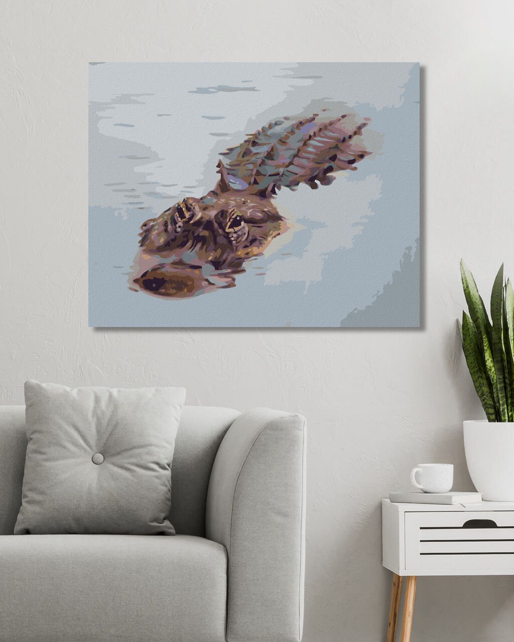 zuty Malování podle čísel - ALIGÁTOR PLOVOUCÍ VE VODĚ (D. RUSTY RUST) - Rozměr: 40x50 cm, Rámování: Varianta: vypnuté plátno na rám - obrázek 10