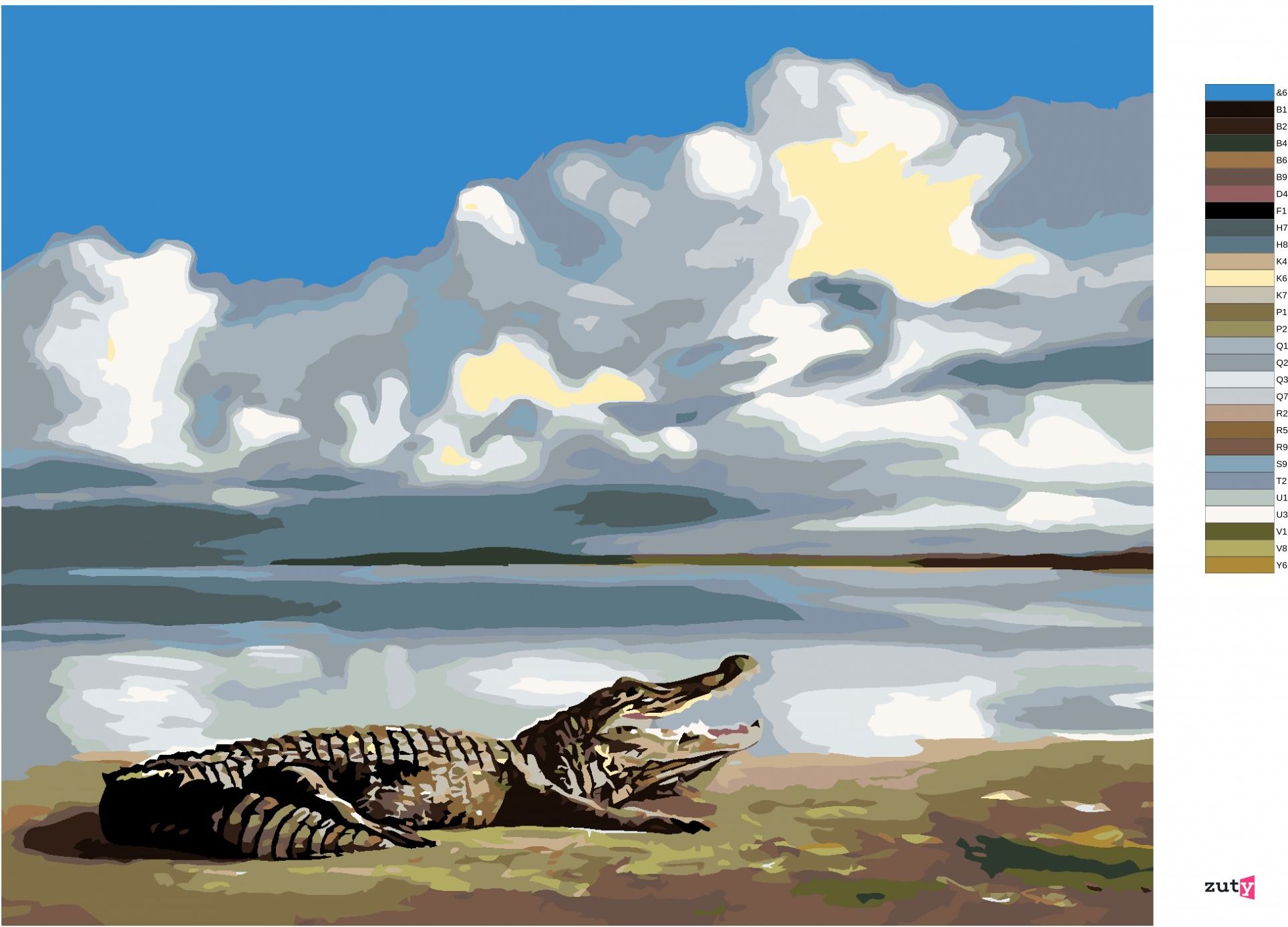 zuty Malování podle čísel - LEŽÍCÍ ALIGÁTOR A NEBE (D. RUSTY RUST) - Rozměr: 40x50 cm, Rámování: Varianta: vypnuté plátno na rám - obrázek 7