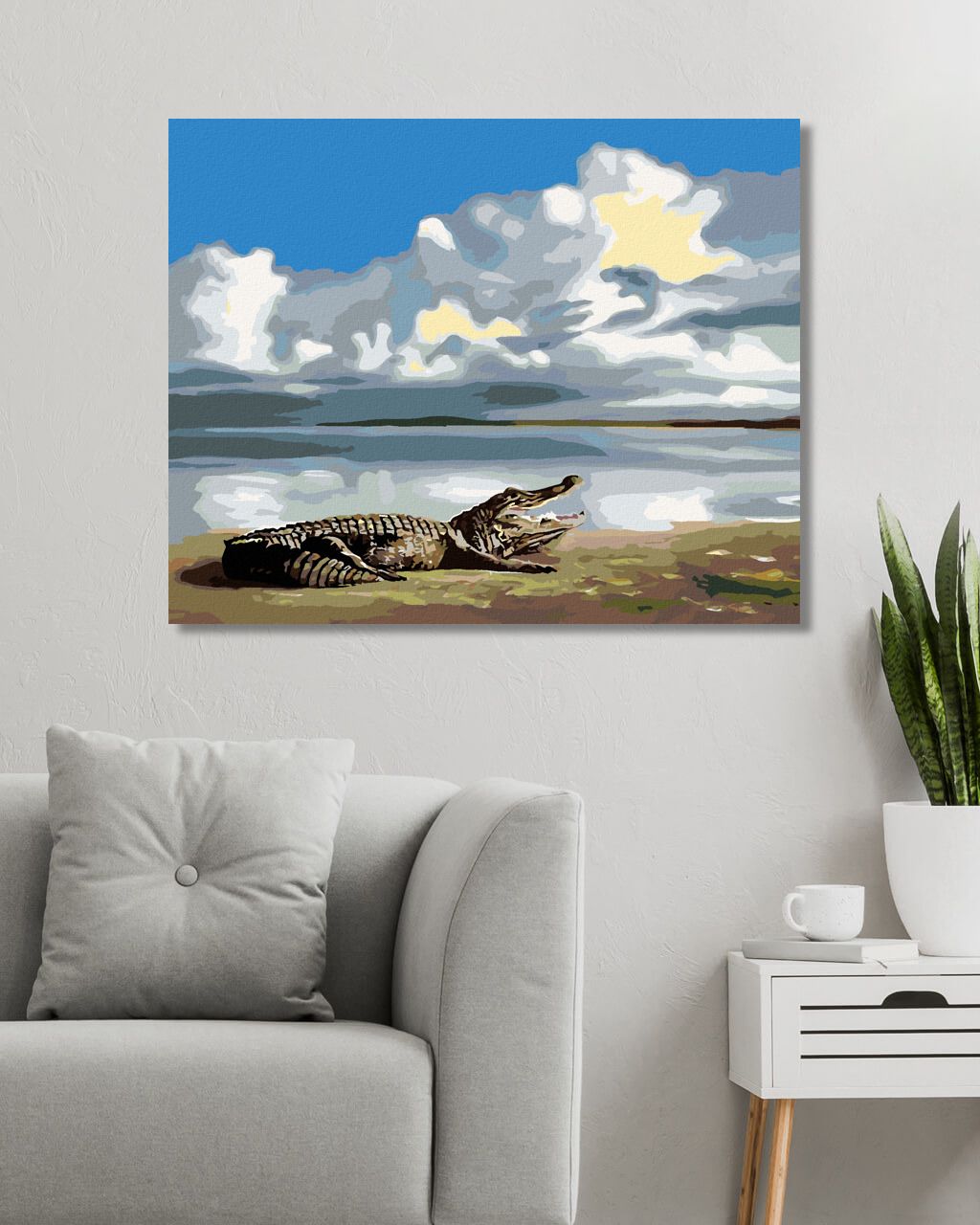 zuty Malování podle čísel - LEŽÍCÍ ALIGÁTOR A NEBE (D. RUSTY RUST) - Rozměr: 40x50 cm, Rámování: Varianta: vypnuté plátno na rám - obrázek 10