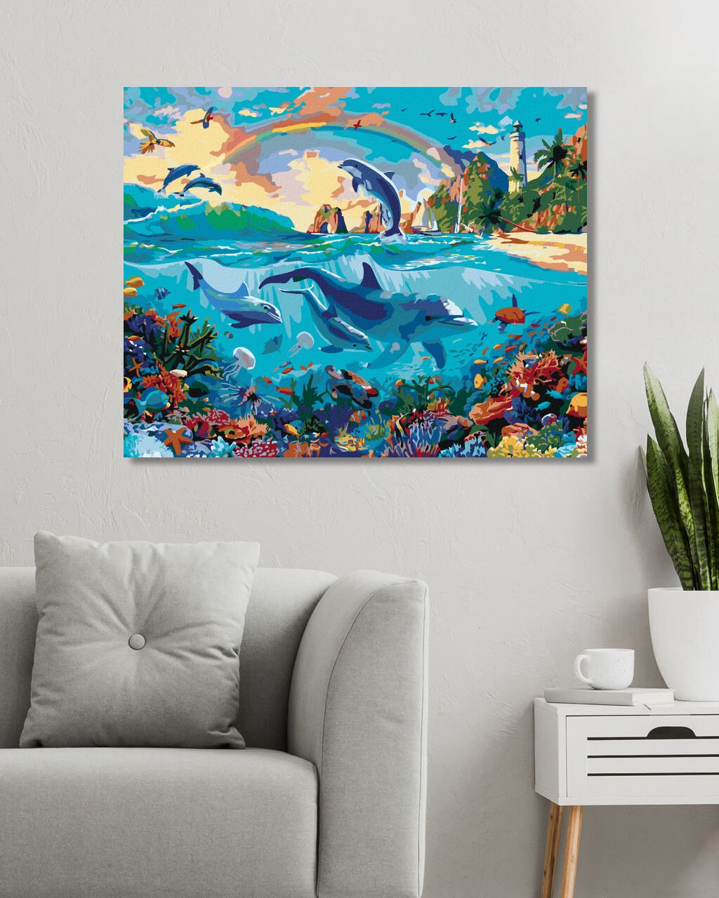 zuty Malování podle čísel - DELFÍNI V MOŘI (IMAGE WORLD-AP) - Rozměr: 40x50 cm, Rámování: Varianta: vypnuté plátno na rám - obrázek 2