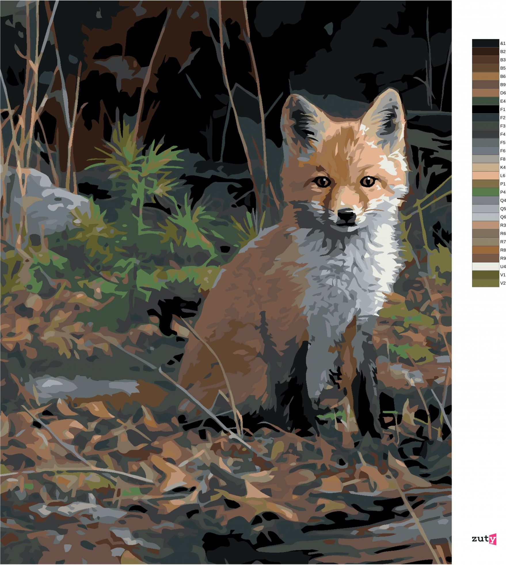 zuty Malování podle čísel – SEDÍCÍ MLÁDĚ LIŠKY (JOE HAUTMAN) - Rozměr: 40x50 cm, Rámování: Varianta: vypnuté plátno na rám - obrázek 2
