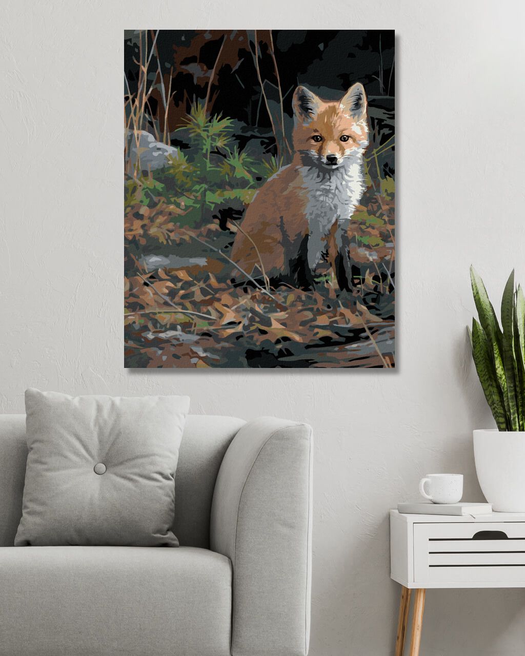 zuty Malování podle čísel – SEDÍCÍ MLÁDĚ LIŠKY (JOE HAUTMAN) - Rozměr: 40x50 cm, Rámování: Varianta: vypnuté plátno na rám - obrázek 10