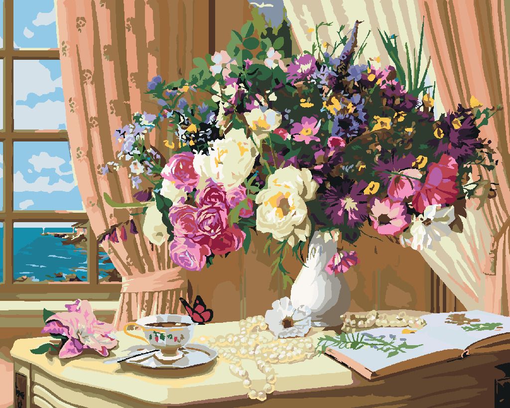 zuty Malování podle čísel - ZATIŠÍ KVĚTINA VE VÁZE U OKNA (IMAGE WORLD-RC) - Rozměr: 40x50 cm, Rámování: Varianta: bez rámu a bez vypnutí plátna - obrázek 7