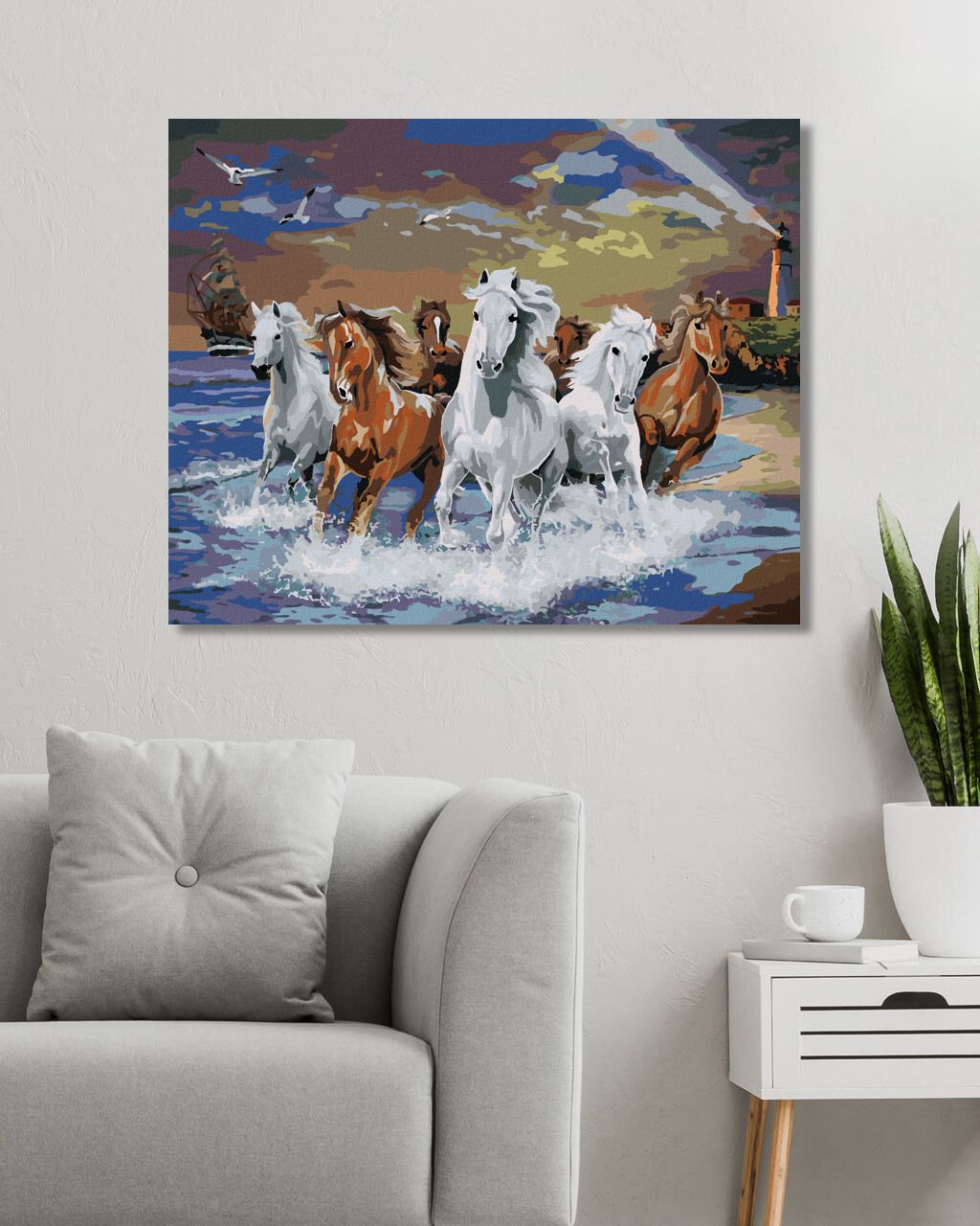 zuty Malování podle čísel - KONĚ BĚŽÍCÍ PO POBŘEŽÍ (IMAGE WORLD-RC) - Rozměr: 40x50 cm, Rámování: Varianta: vypnuté plátno na rám - obrázek 3