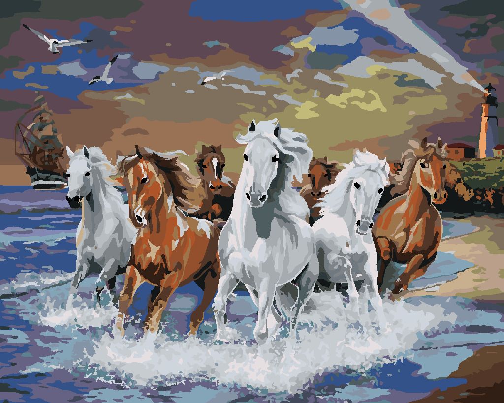 zuty Malování podle čísel - KONĚ BĚŽÍCÍ PO POBŘEŽÍ (IMAGE WORLD-RC) - Rozměr: 40x50 cm, Rámování: Varianta: vypnuté plátno na rám - obrázek 4