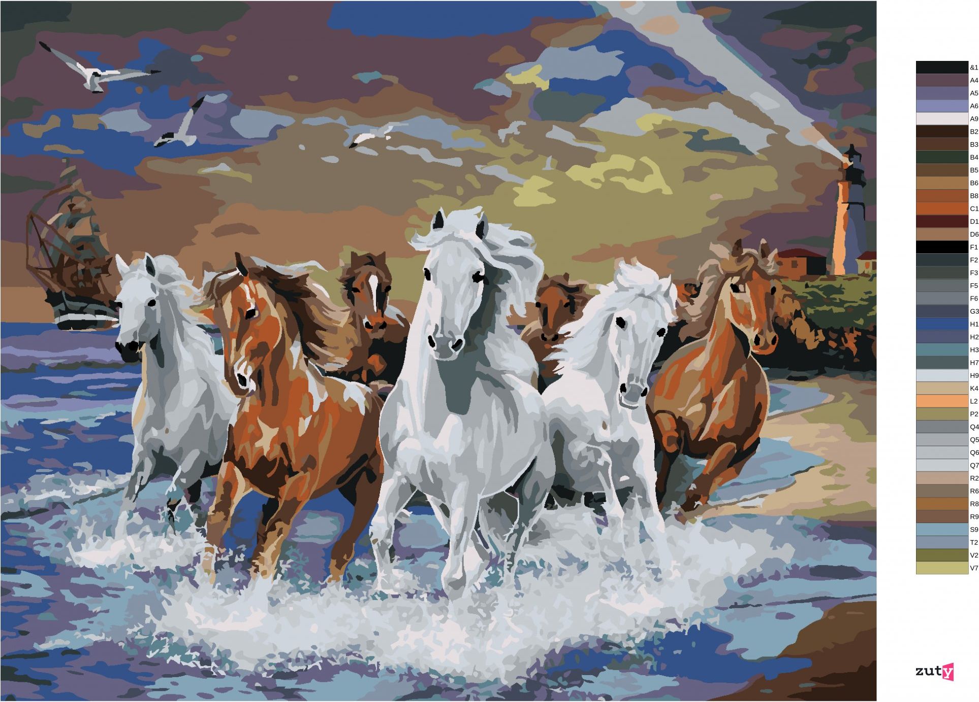 zuty Malování podle čísel - KONĚ BĚŽÍCÍ PO POBŘEŽÍ (IMAGE WORLD-RC) - Rozměr: 40x50 cm, Rámování: Varianta: vypnuté plátno na rám - obrázek 10