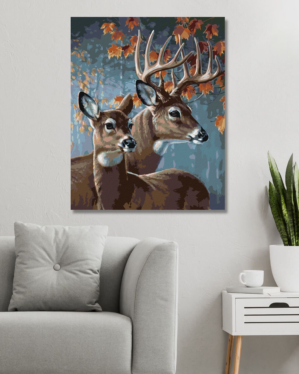 zuty Malování podle čísel - JELEN A JEHO DRUŽKA (JAMES MEGER) - Rozměr: 40x50 cm, Rámování: Varianta: vypnuté plátno na rám - obrázek 3