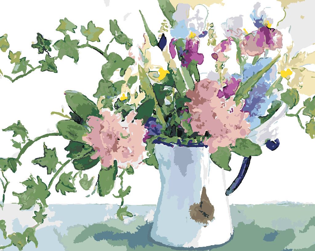 zuty Malování podle čísel – KVĚTINY A BŘEČŤAN V KONVICI (JUDY BUSWELL) - Rozměr: 40x50 cm, Rámování: Varianta: vypnuté plátno na rám - obrázek 7