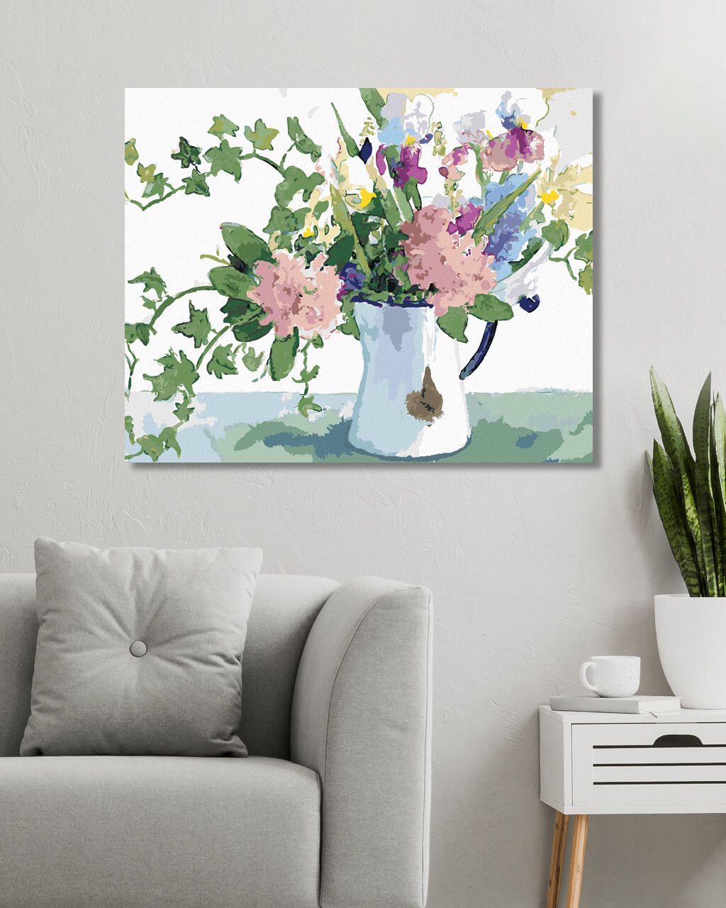 zuty Malování podle čísel – KVĚTINY A BŘEČŤAN V KONVICI (JUDY BUSWELL) - Rozměr: 40x50 cm, Rámování: Varianta: vypnuté plátno na rám - obrázek 8