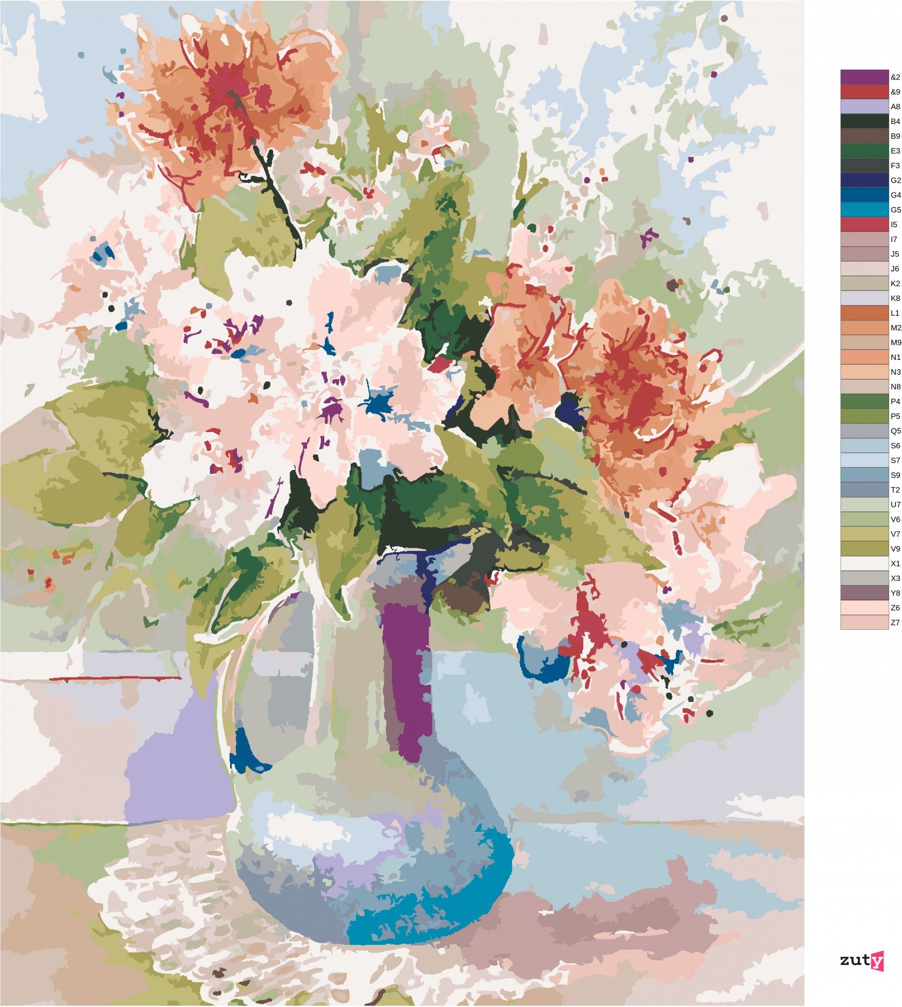 zuty Malování podle čísel – RODODENDRONY A AZALKY VE VÁZE (JUDY BUSWELL) - Rozměr: 40x50 cm, Rámování: Varianta: bez rámu a bez vypnutí plátna - obrázek 7