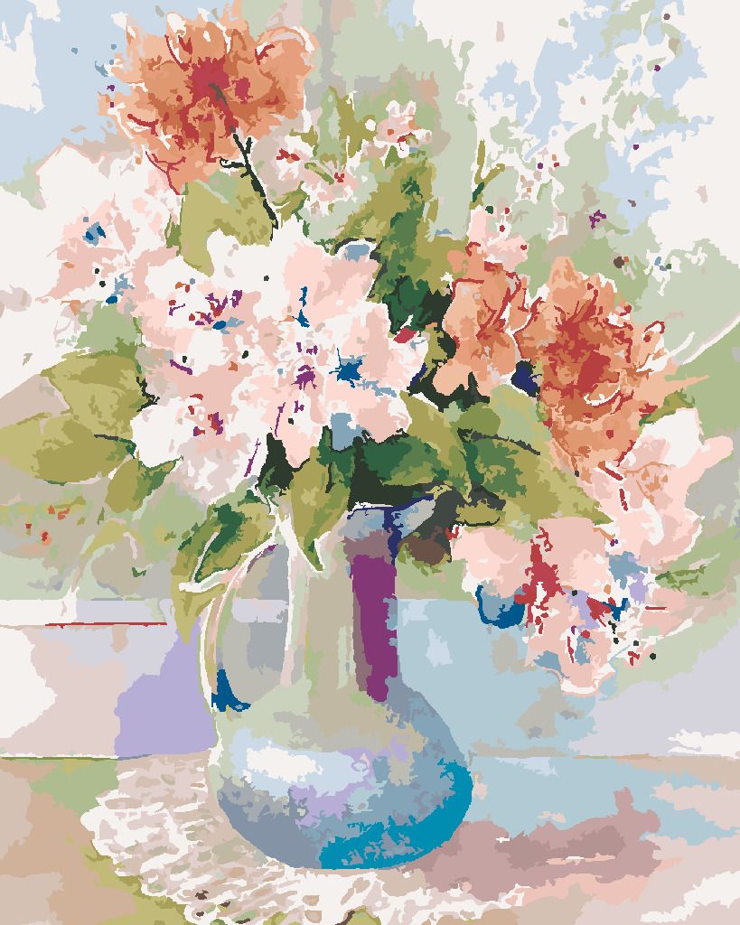 zuty Malování podle čísel – RODODENDRONY A AZALKY VE VÁZE (JUDY BUSWELL) - Rozměr: 40x50 cm, Rámování: Varianta: bez rámu a bez vypnutí plátna - obrázek 9