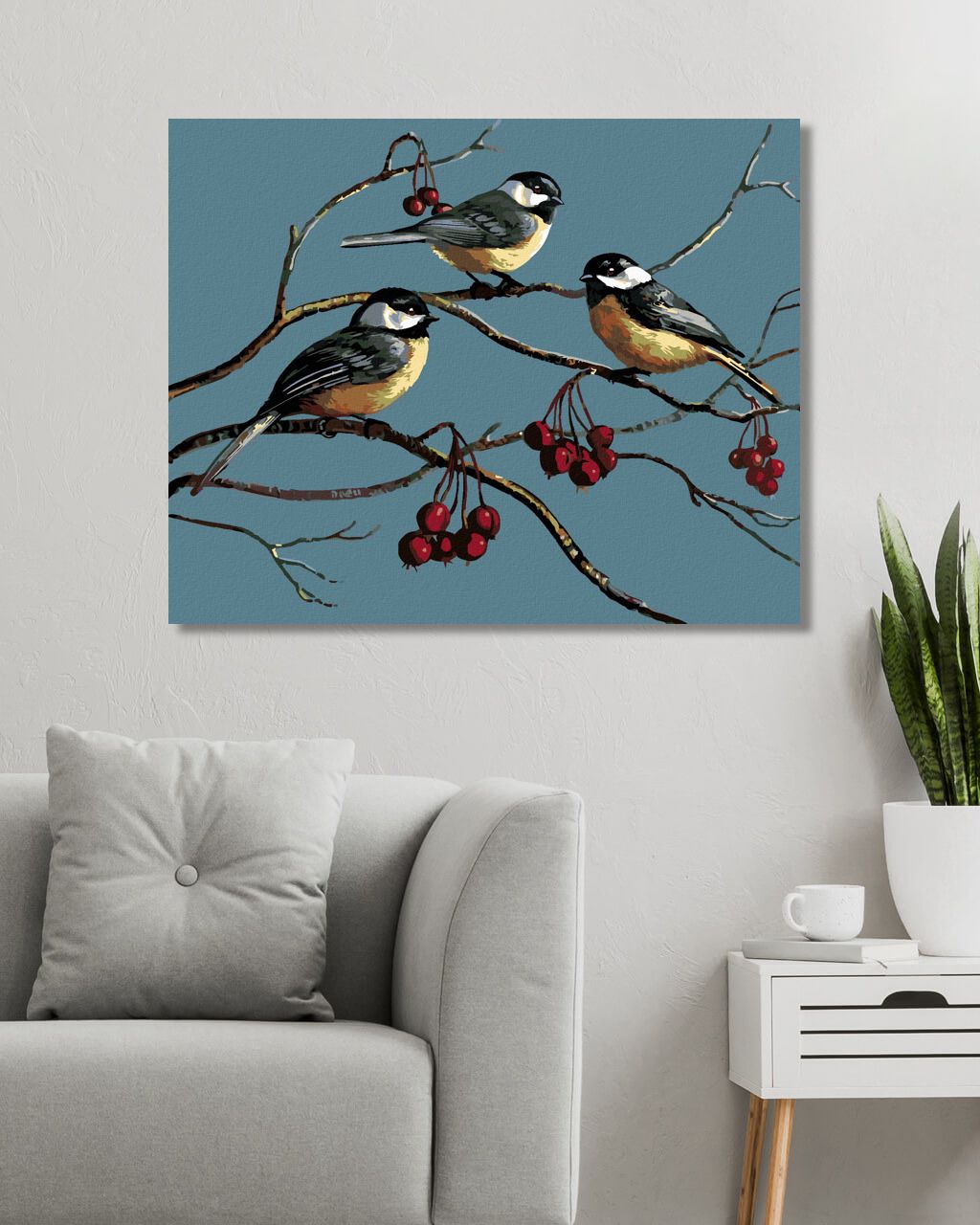 zuty Malování podle čísel - SÝKORKY NA VĚTVI A ZIMNÍ PLODY (JAMES MEGER) - Rozměr: 40x50 cm, Rámování: Varianta: bez rámu a bez vypnutí plátna - obrázek 3