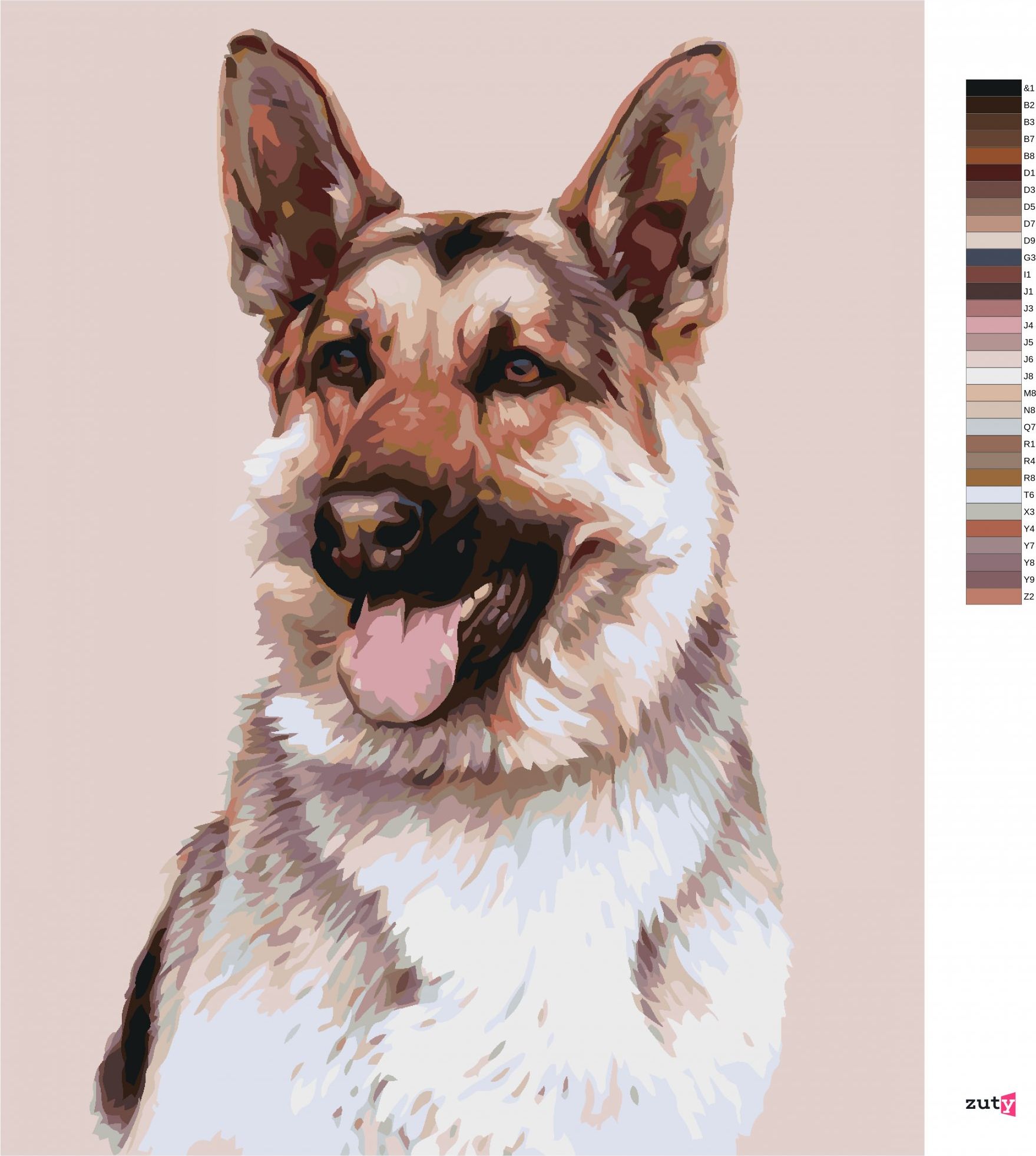 zuty Malování podle čísel - NĚMECKÝ OVČÁK (JIM KILLEN) - Rozměr: 40x50 cm, Rámování: Varianta: bez rámu a bez vypnutí plátna - obrázek 6