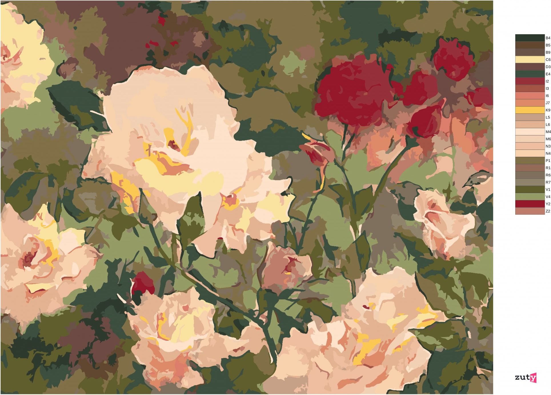 zuty Malování podle čísel – BÍLÉ A ČERVENÉ RŮŽE (JUDY BUSWELL) - Rozměr: 40x50 cm, Rámování: Varianta: bez rámu a bez vypnutí plátna - obrázek 10