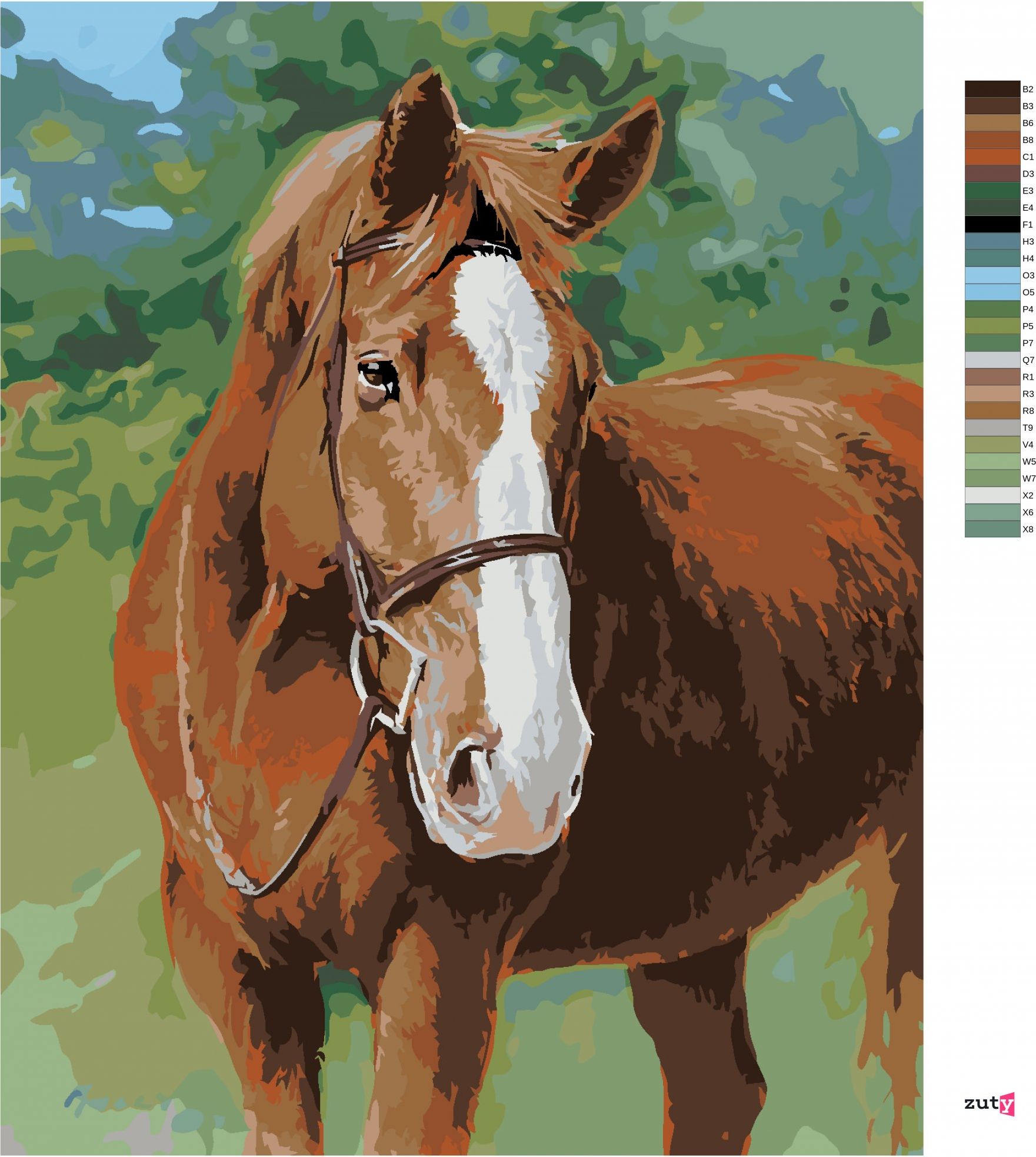 zuty Malování podle čísel – REZAVÝ KŮŇ S UZDEČKOU (JIM KILLEN) - Rozměr: 40x50 cm, Rámování: Varianta: vypnuté plátno na rám - obrázek 5