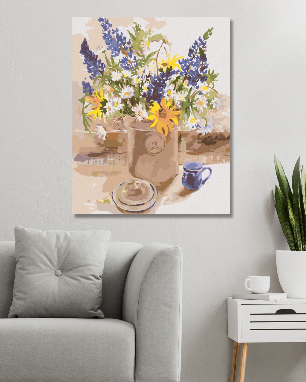 zuty Malování podle čísel – KVĚTINY V KVĚTINÁČI NA STOLE (JUDY BUSWELL) - Rozměr: 40x50 cm, Rámování: Varianta: bez rámu a bez vypnutí plátna - obrázek 3