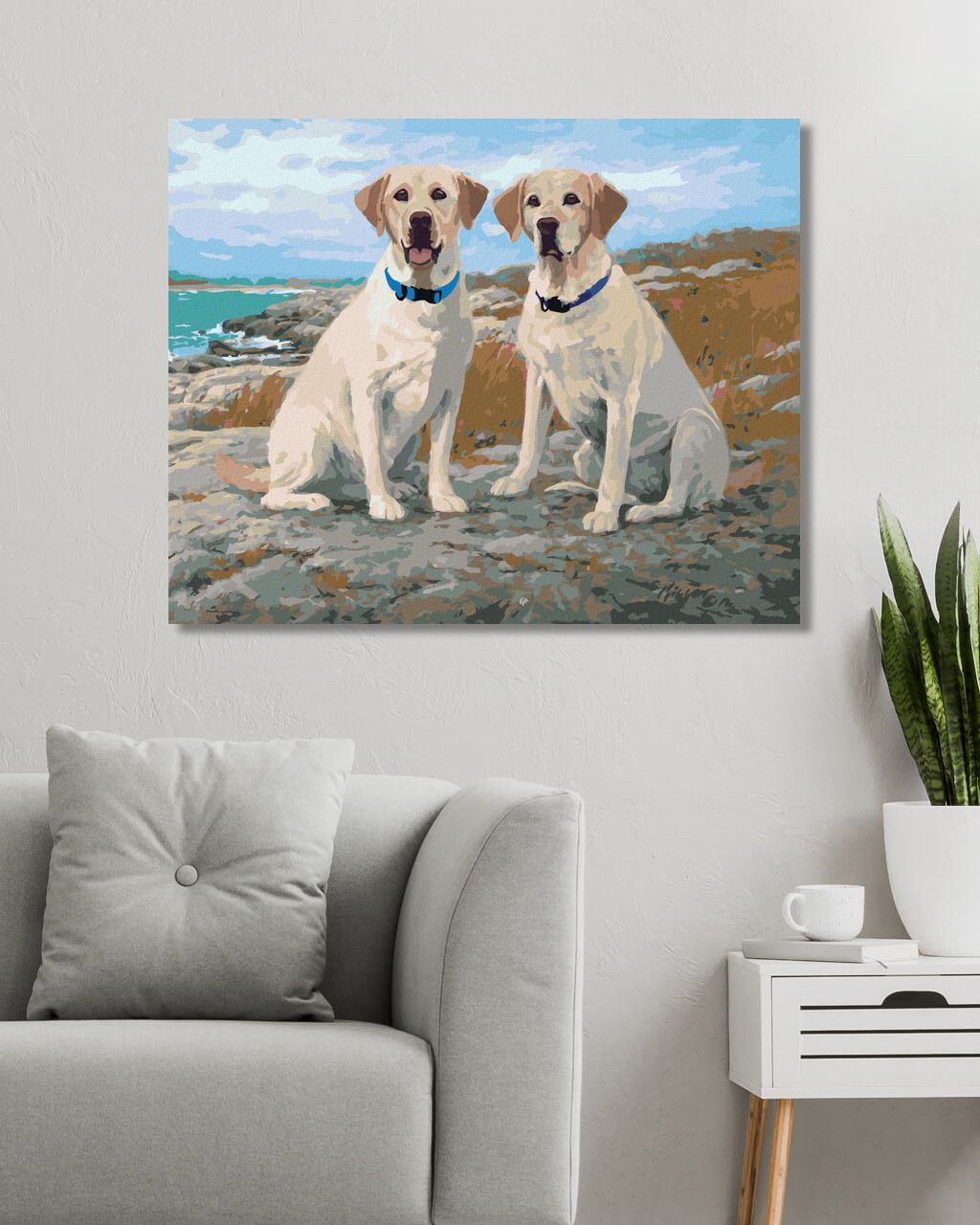 zuty Malování podle čísel - ZLATÍ LABRADOŘI NA POBŘEŽÍ (JIM KILLEN) - Rozměr: 40x50 cm, Rámování: Varianta: bez rámu a bez vypnutí plátna - obrázek 7