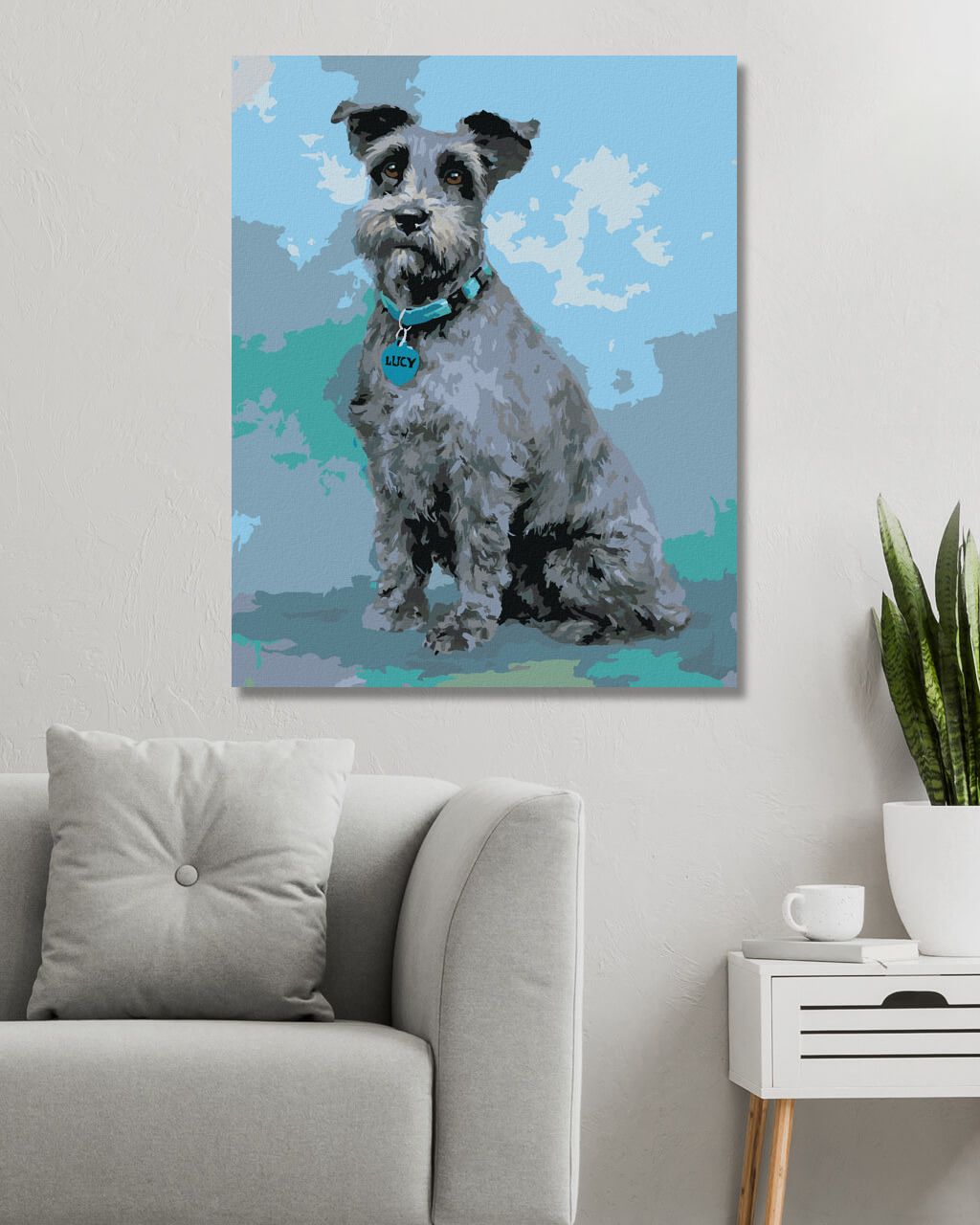 zuty Malování podle čísel – KNÍRAČ S MODRÝM OBOJKEM (JIM KILLEN) - Rozměr: 40x50 cm, Rámování: Varianta: bez rámu a bez vypnutí plátna - obrázek 8