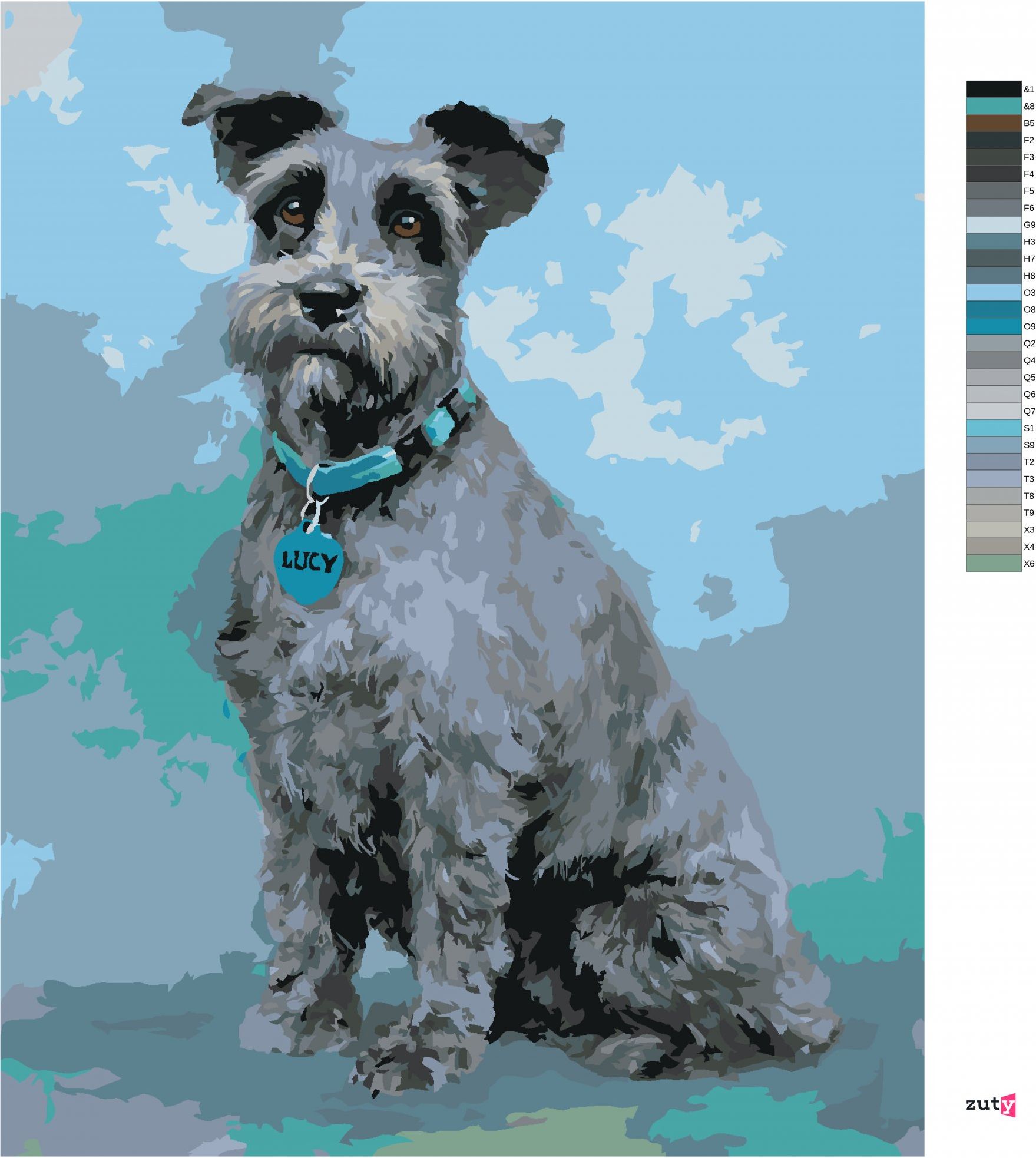 zuty Malování podle čísel – KNÍRAČ S MODRÝM OBOJKEM (JIM KILLEN) - Rozměr: 40x50 cm, Rámování: Varianta: vypnuté plátno na rám - obrázek 4
