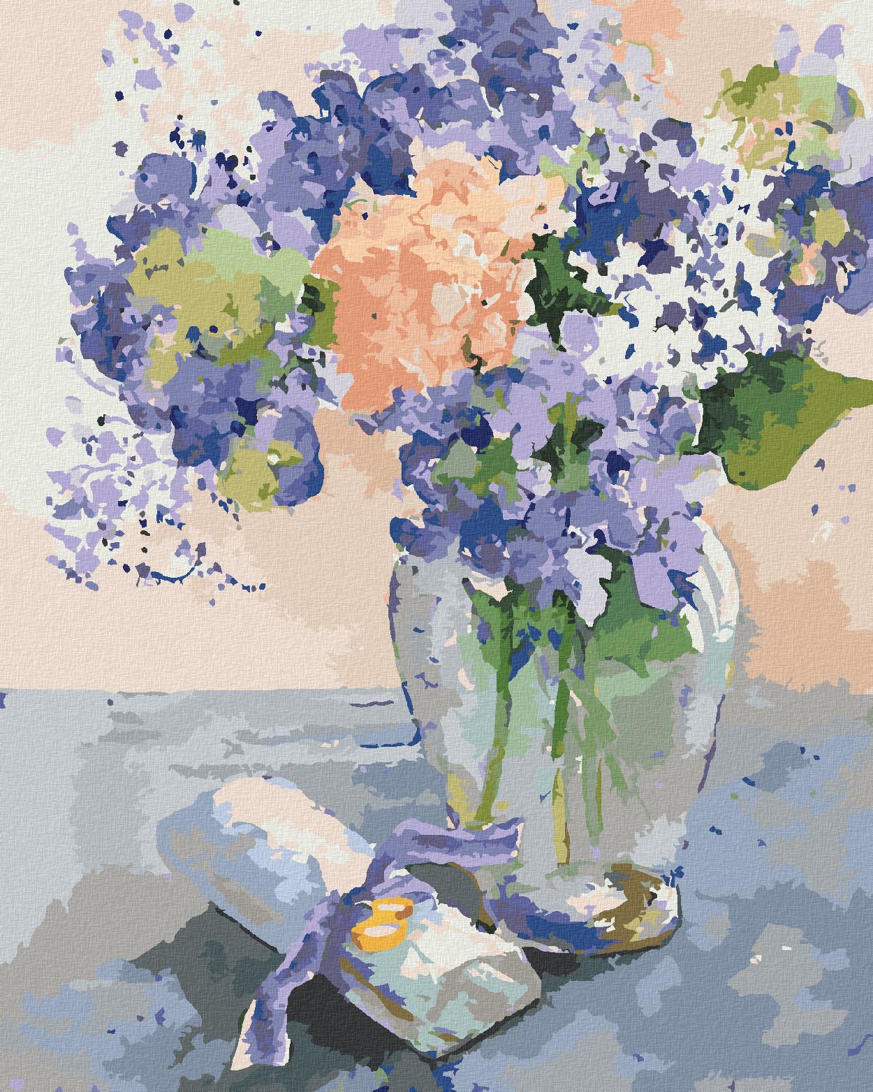 zuty Malování podle čísel – KYTICE VE SKLENĚNÉ VÁZE A DOPIS (JUDY BUSWELL) - Rozměr: 40x50 cm, Rámování: Varianta: bez rámu a bez vypnutí plátna - obrázek 1
