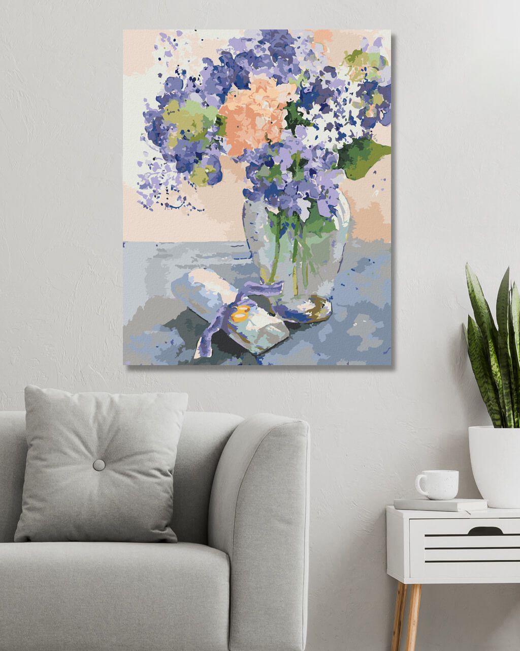 zuty Malování podle čísel – KYTICE VE SKLENĚNÉ VÁZE A DOPIS (JUDY BUSWELL) - Rozměr: 40x50 cm, Rámování: Varianta: bez rámu a bez vypnutí plátna - obrázek 3