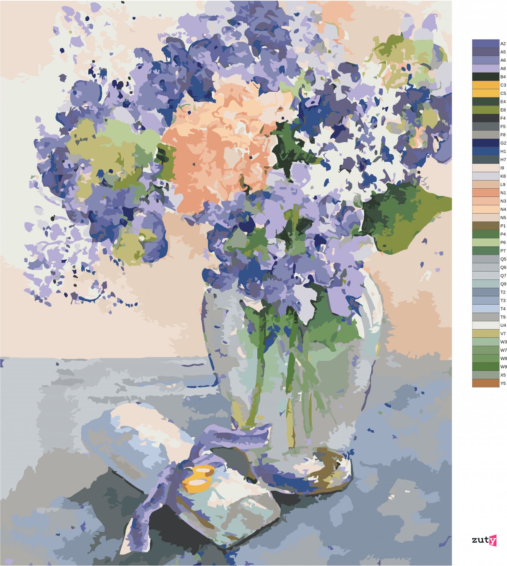 zuty Malování podle čísel – KYTICE VE SKLENĚNÉ VÁZE A DOPIS (JUDY BUSWELL) - Rozměr: 40x50 cm, Rámování: Varianta: bez rámu a bez vypnutí plátna - obrázek 6